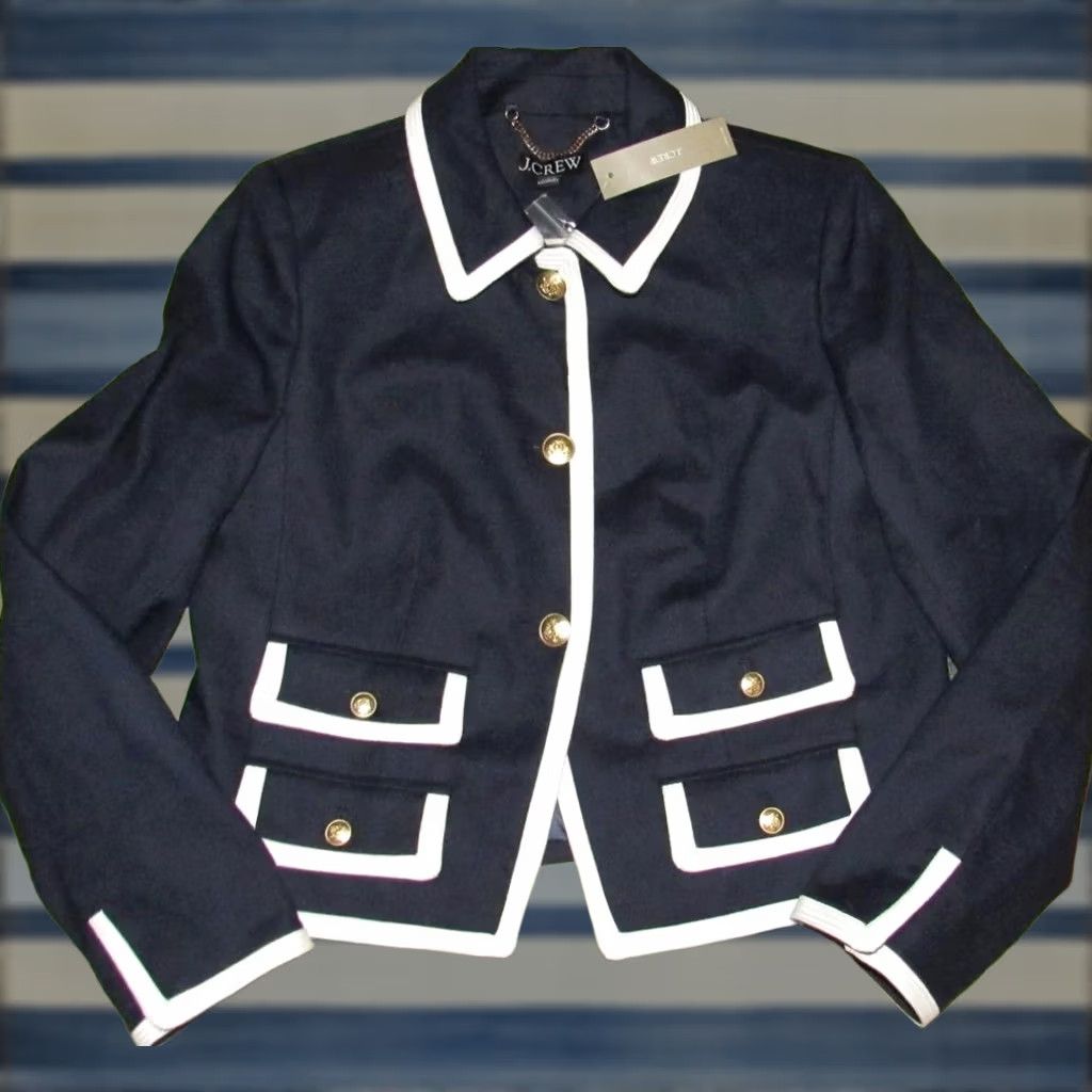Vintage J CREW Navy Blue Lucie Lady Jacket Blazer 4 NWT Stretch Linen Blend Womens Size S / US 4 / IT 40 - 1 Thumbnail