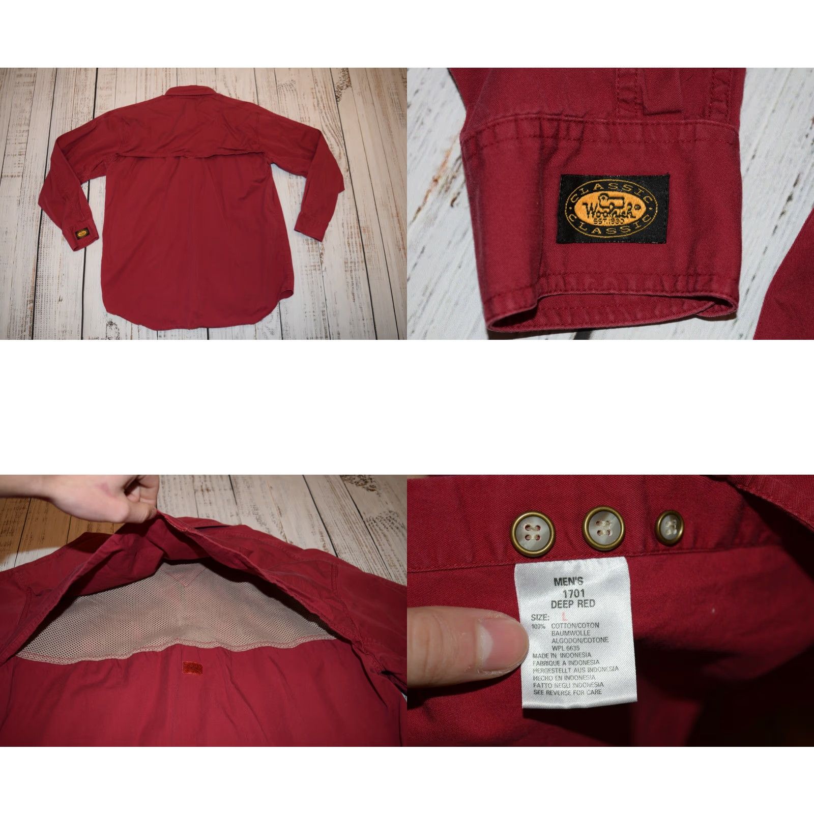 Vintage VINTAGE WOOLRICH Button-Front Shirt Mens Large Red 100% Cotton Classic Hiking Ventilated Fishing Long Sleeve Button-Up Size US L / EU 52-54 / 3 - 8 Thumbnail
