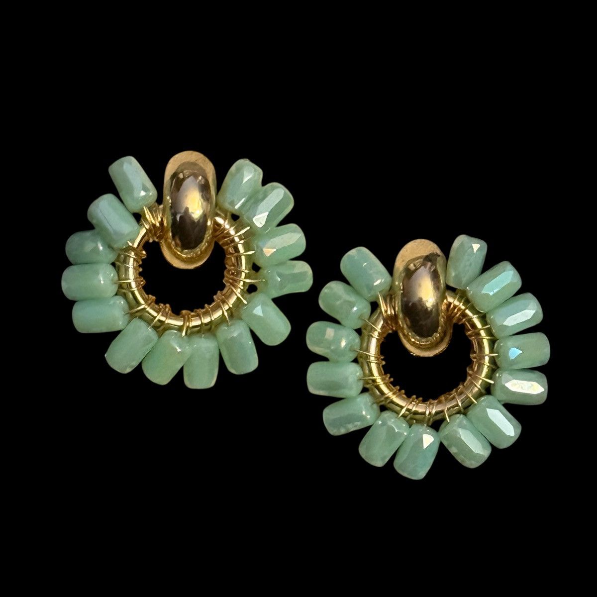 Other Aqua blue beaded sunflower earrings Size ONE SIZE - 1 Thumbnail