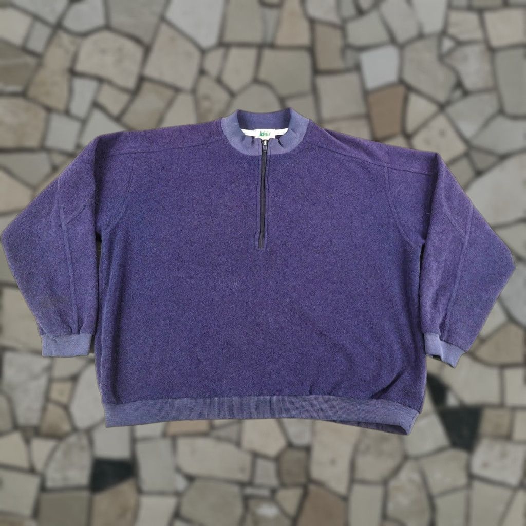Vintage VINTAGE REI Sweater Mens XL Blue Towel Terry Pullover 1/4 Zip Outdoors 90s Mens XL Blue 90s REI Sweater Pullover Zippered Knit Shirt Size US XL / EU 56 / 4 - 1 Thumbnail