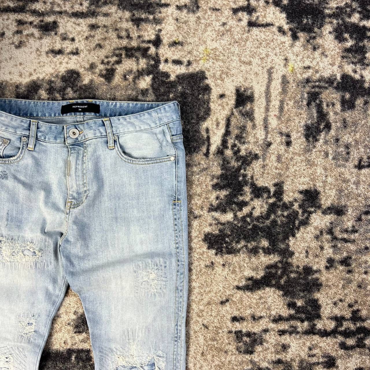 Represent Clo. Represent Distressed Style Blue Denim Jeans Streetwear Y2K Size US 34 / EU 50 - 3 Thumbnail