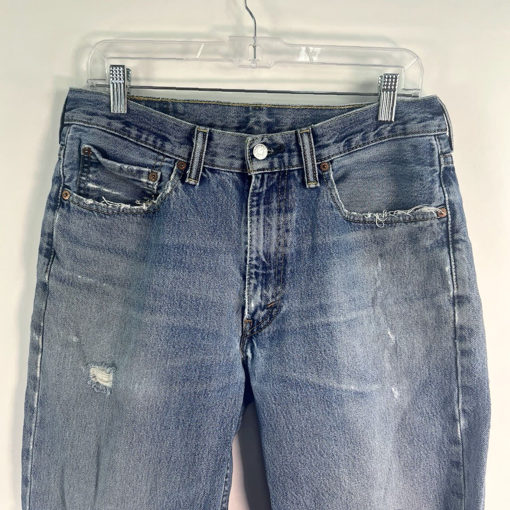 Levi's Levi's 550 Jeans Blue Distressed Relaxed Fit 38 Mens Denim Straight 5-Pocket Adult Regular Size 38 Color Blue USA Classic Jeans Size US 38 / EU 54 - 2 Thumbnail