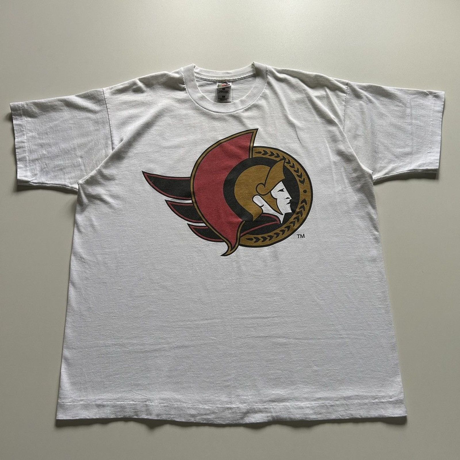 Fruit Of The Loom × NHL × Vintage Vintage 90s Ottawa Senators NHL Logo T Shirt XL Rare White Size US XL / EU 56 / 4 - 1 Thumbnail