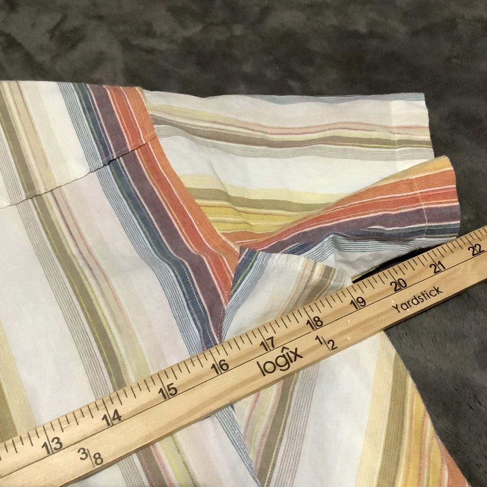 Walls Walls Shirt Adult M Orange & Blue Striped Snap Button Up S/S Western Size US M / EU 48-50 / 2 - 5 Thumbnail