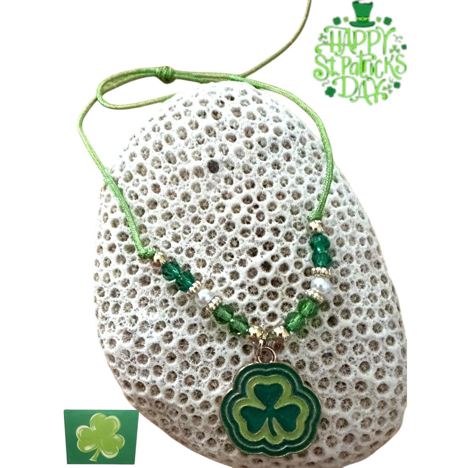 Handmade St Patricks Day Shamrock Knotted String Beaded Bracelet Ankl Size ONE SIZE - 2 Thumbnail