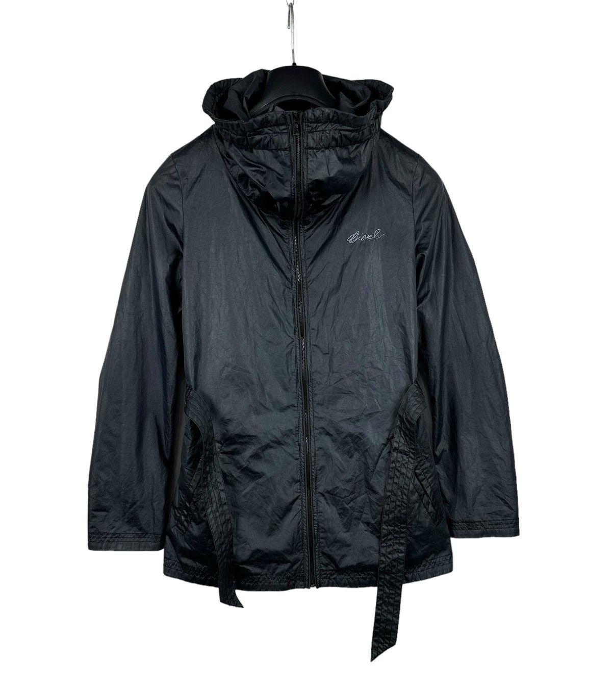 Diesel × Vintage Diesel Navy Blue Nylon Parka Belted Vintage size XL Size XL / US 12-14 / IT 48-50 - 14 Thumbnail
