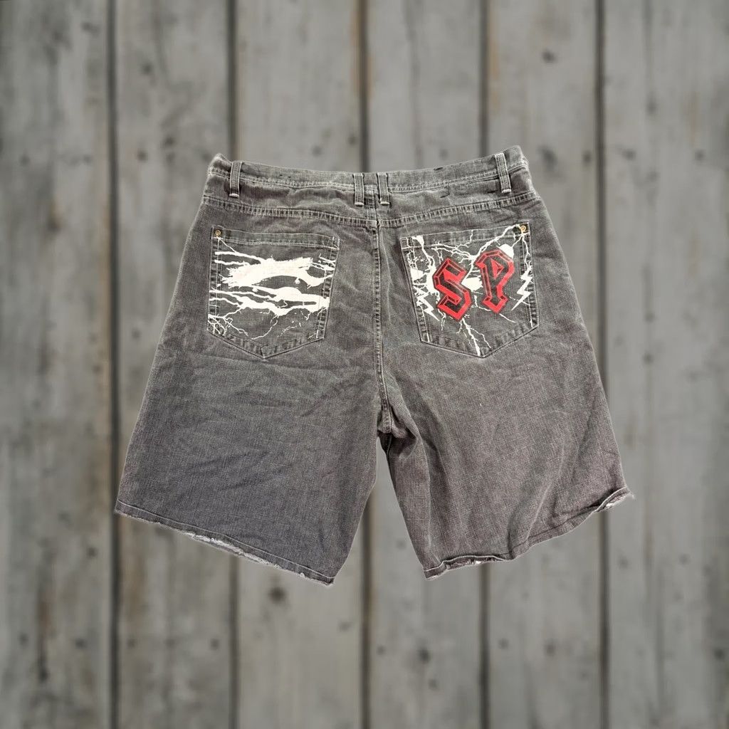 Southpole Southpole Metal Thunder Denim Shorts Mens Size 48 Gray Baggy Raw Hem Y2K Streetwear Size US 32 / EU 48 - 1 Thumbnail