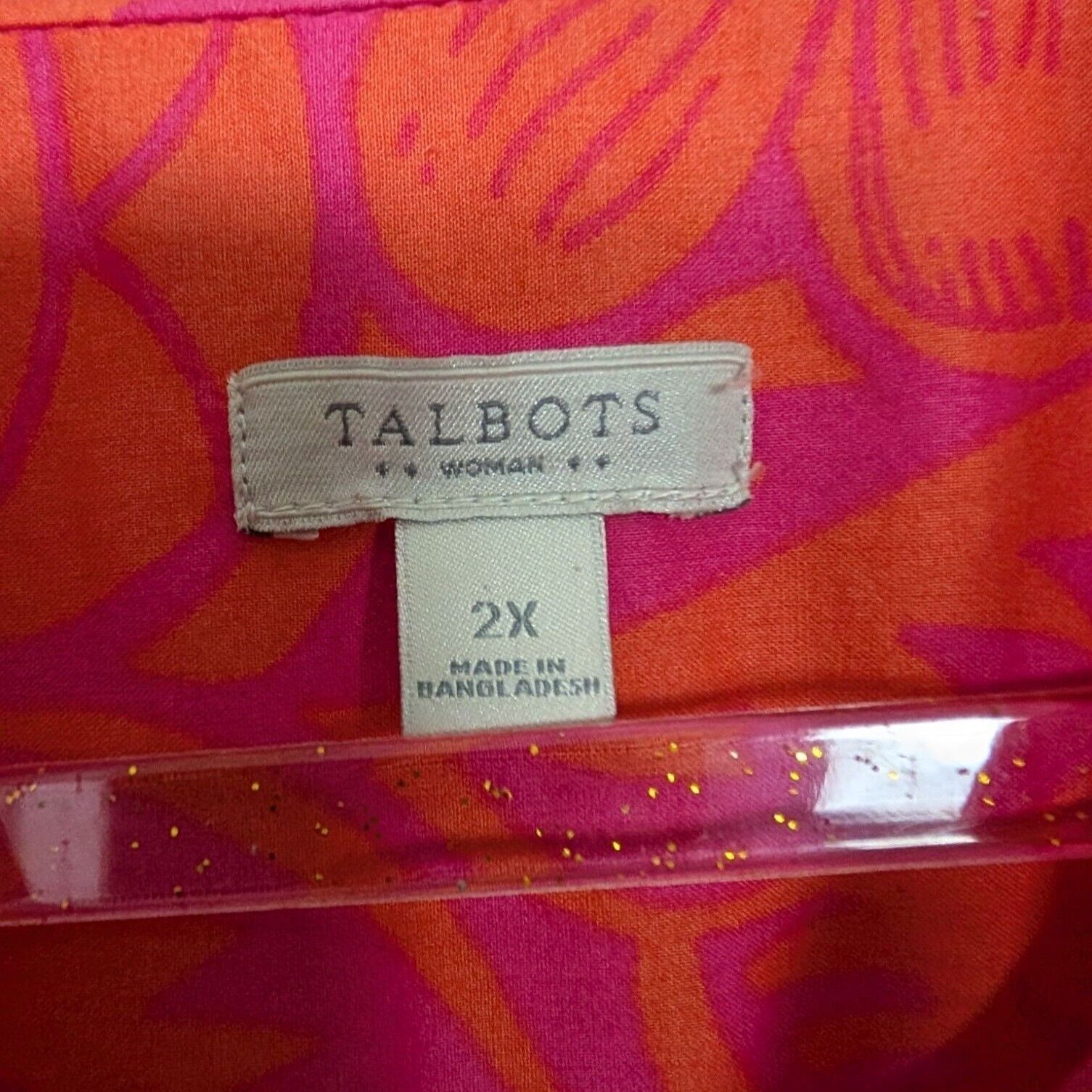 Talbots Talbots Floral Shirt Womens Size 2X Pink Orange Tropical Size XXL / US 16-18 / IT 52-54 - 4 Thumbnail