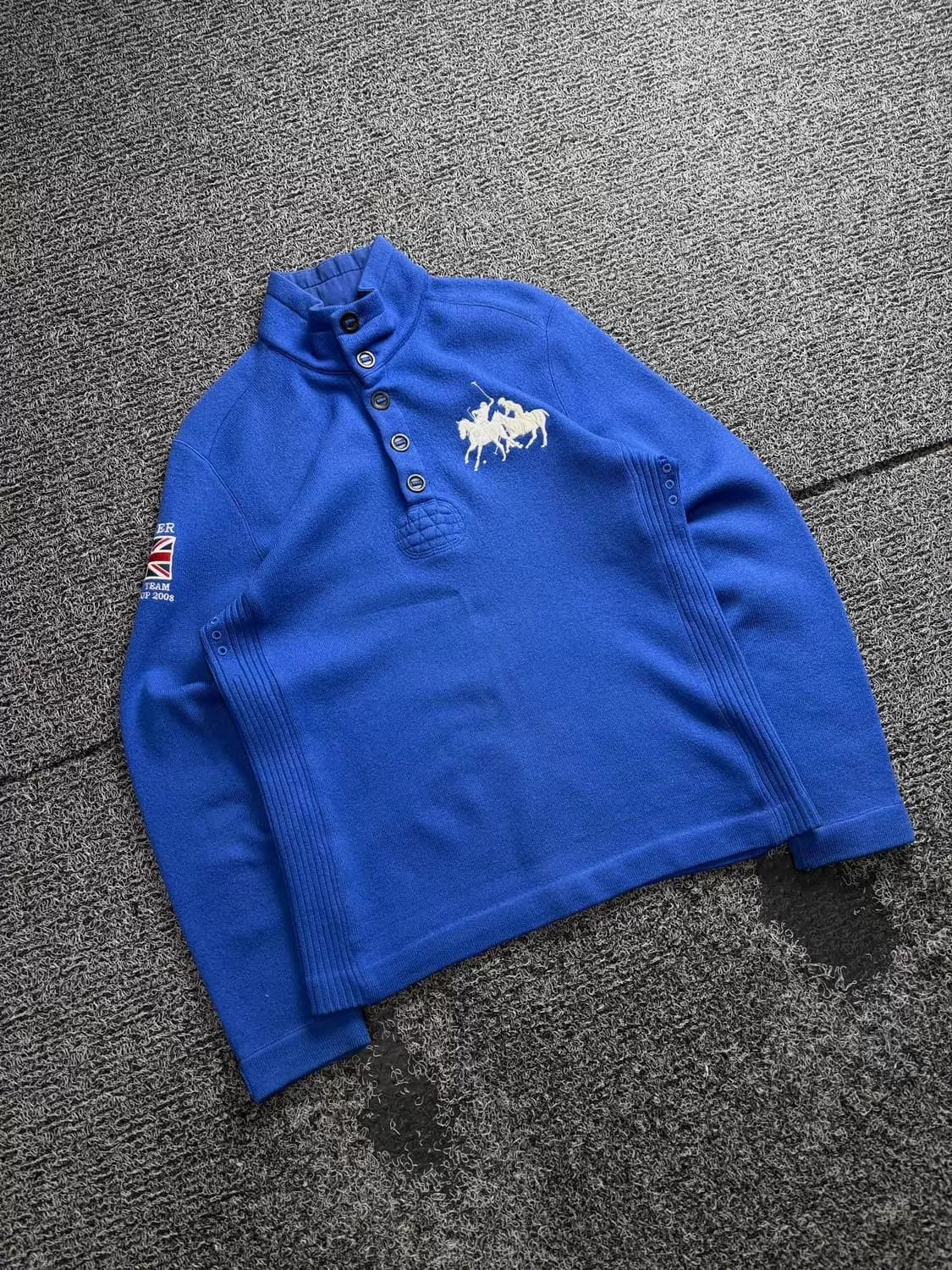 Polo Ralph Lauren RL Prussian Blue Polo Half-Zip Jacket Unisex Vintage Size US L / EU 52-54 / 3 - 1 Thumbnail