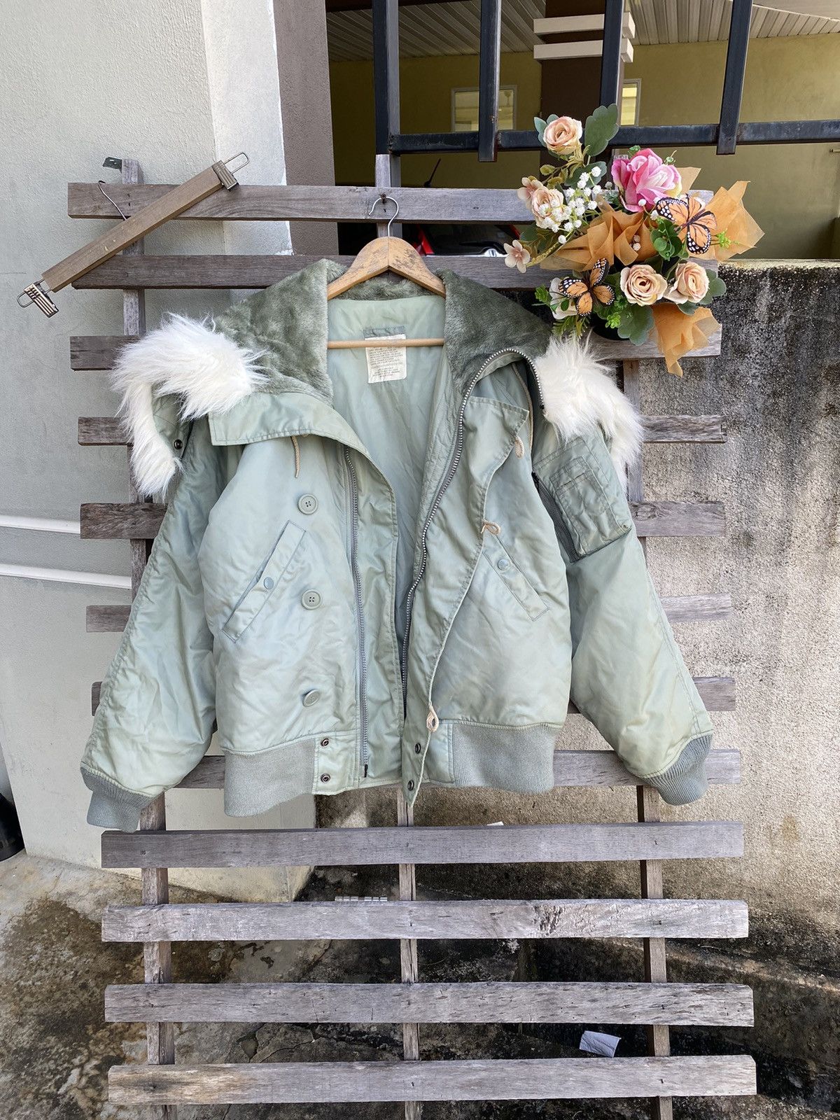 00s N-2B military fur coat grunge S（00s Archive Grunge