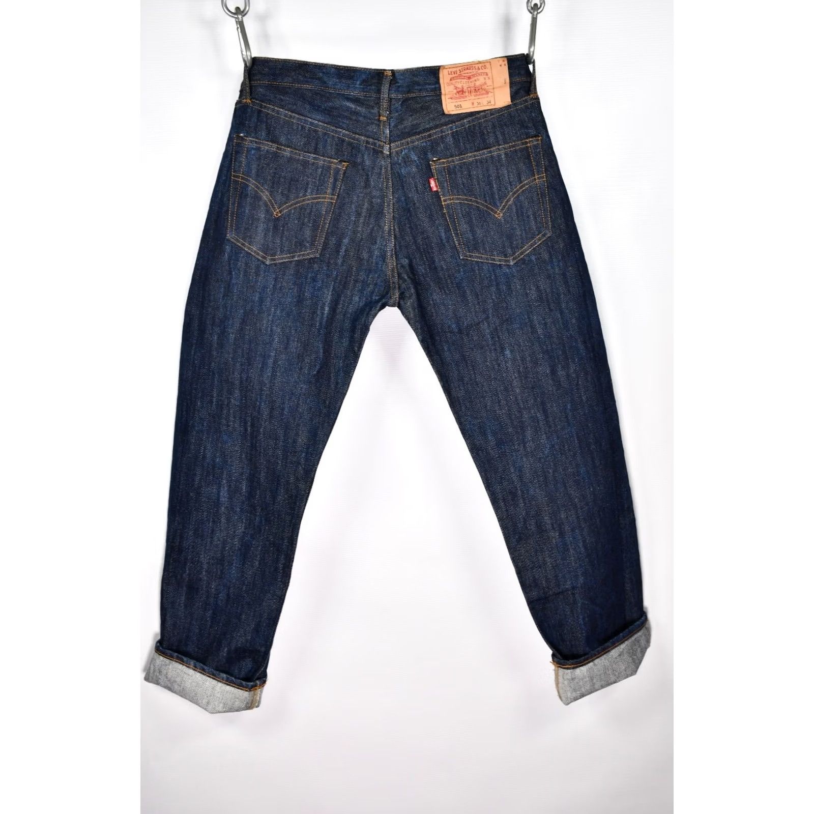 Levi's VINTAGE Levi's 501 Jeans Mens White/Blue Denim 5-Pocket Made USA W36 L34 Straight Big Waist 501 Size US 36 / EU 52 - 3 Thumbnail