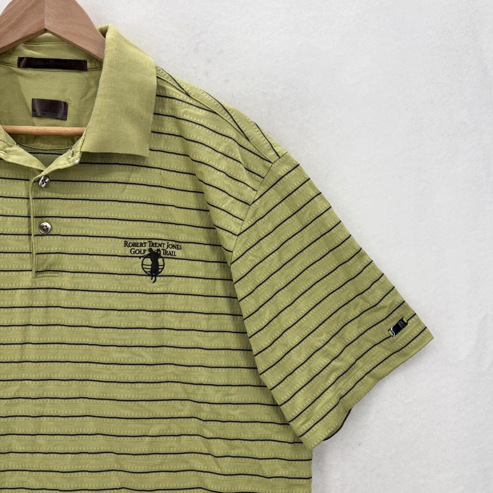 Nike Nike Tiger Woods Golf Polo Shirt Mens L Green Striped Robert Trent Jones Size US L / EU 52-54 / 3 - 2 Thumbnail