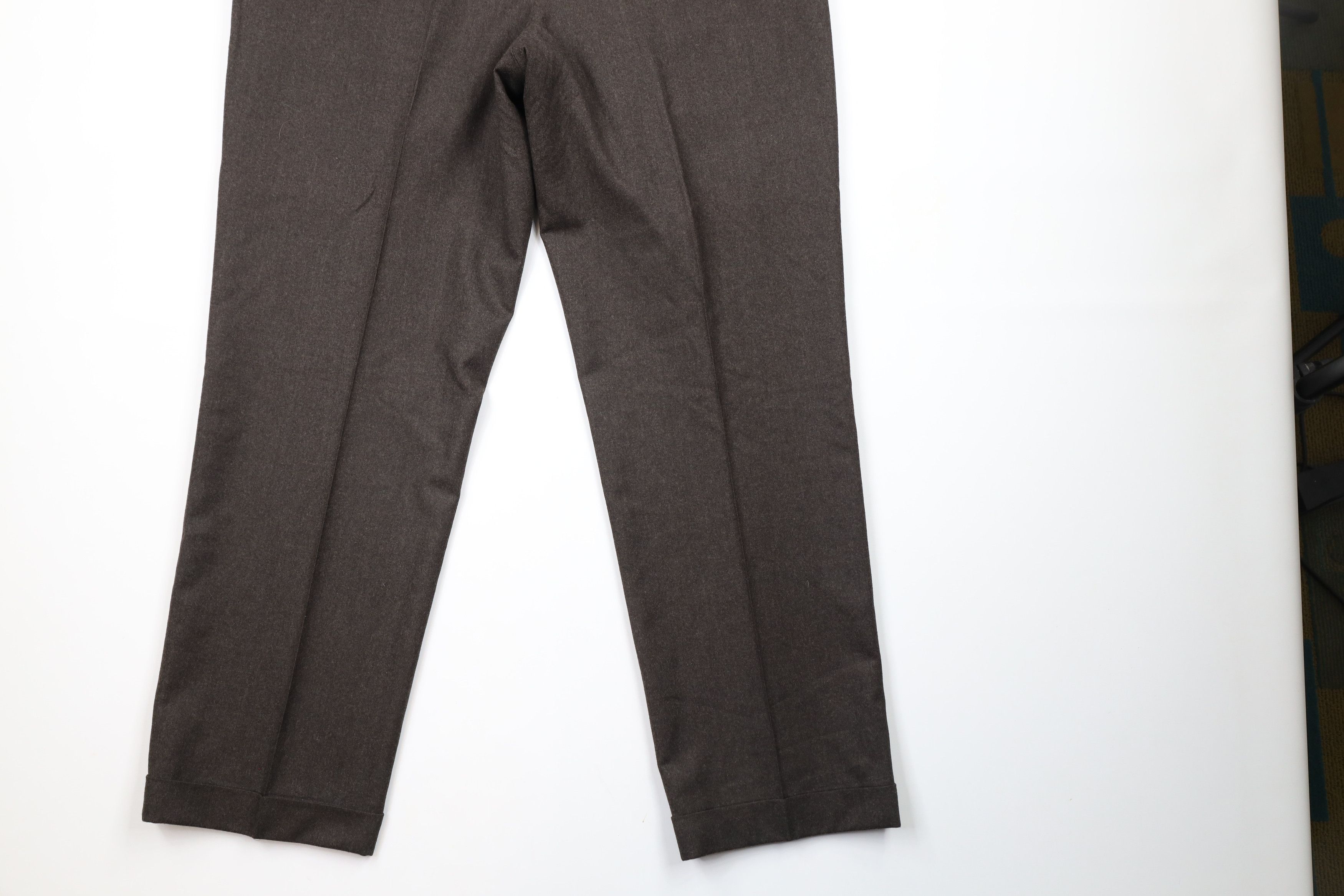 Incotex × Vintage Incotex Wool Pleated Cuffed Chino Pants Trousers Brown Size US 36 / EU 52 - 12 Thumbnail