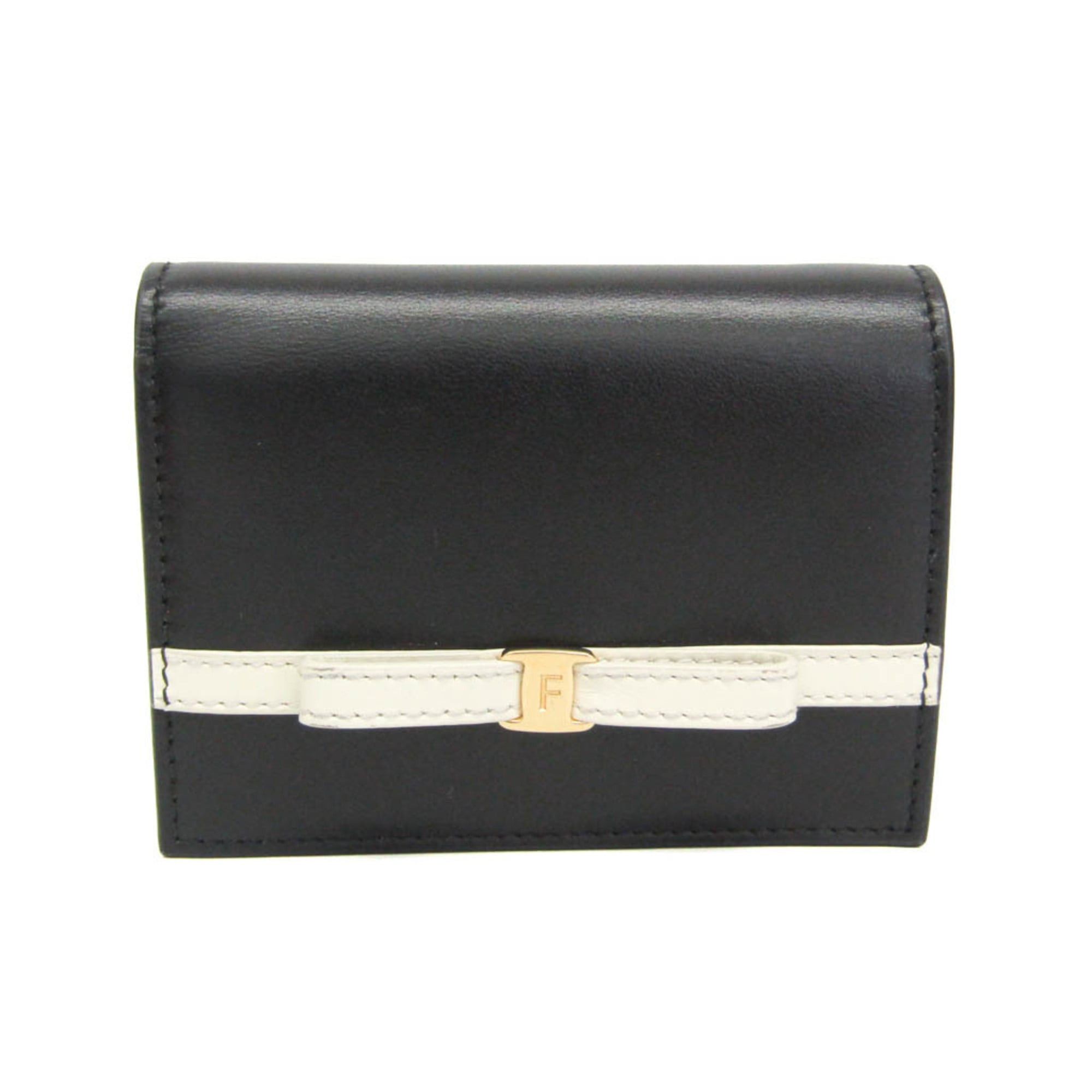 Salvatore Ferragamo Salvatore Ferragamo Compact Wallet IY-22 1087 Women's Leather Wallet (bi-fold) Black Size ONE SIZE - 1 Thumbnail
