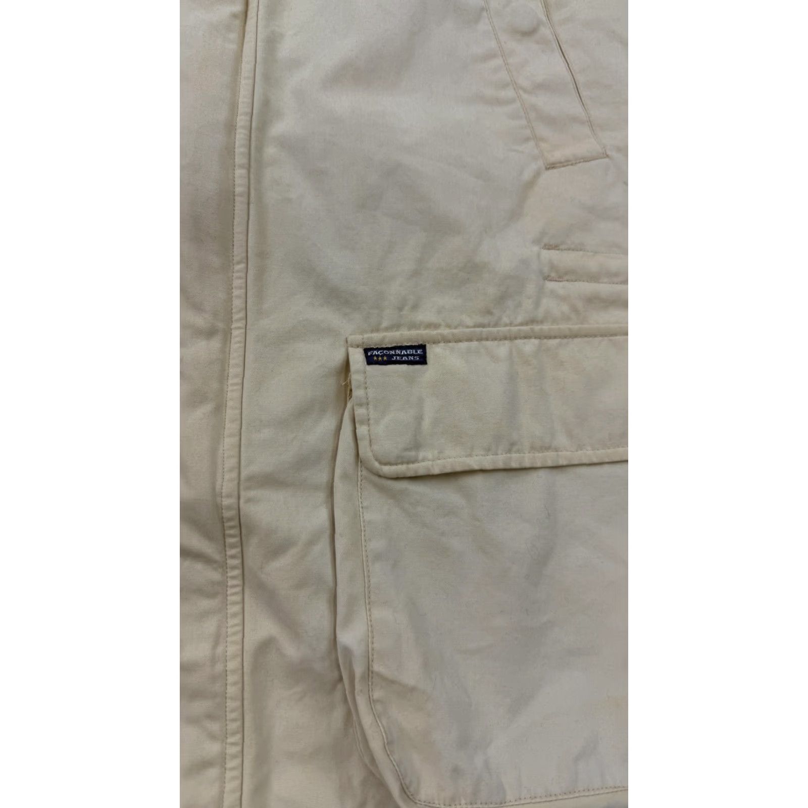 Faconnable Faconnable Jeans Coat Mens Large Beige Cotton Canvas Field Military Jacket Size US 33 - 2 Thumbnail