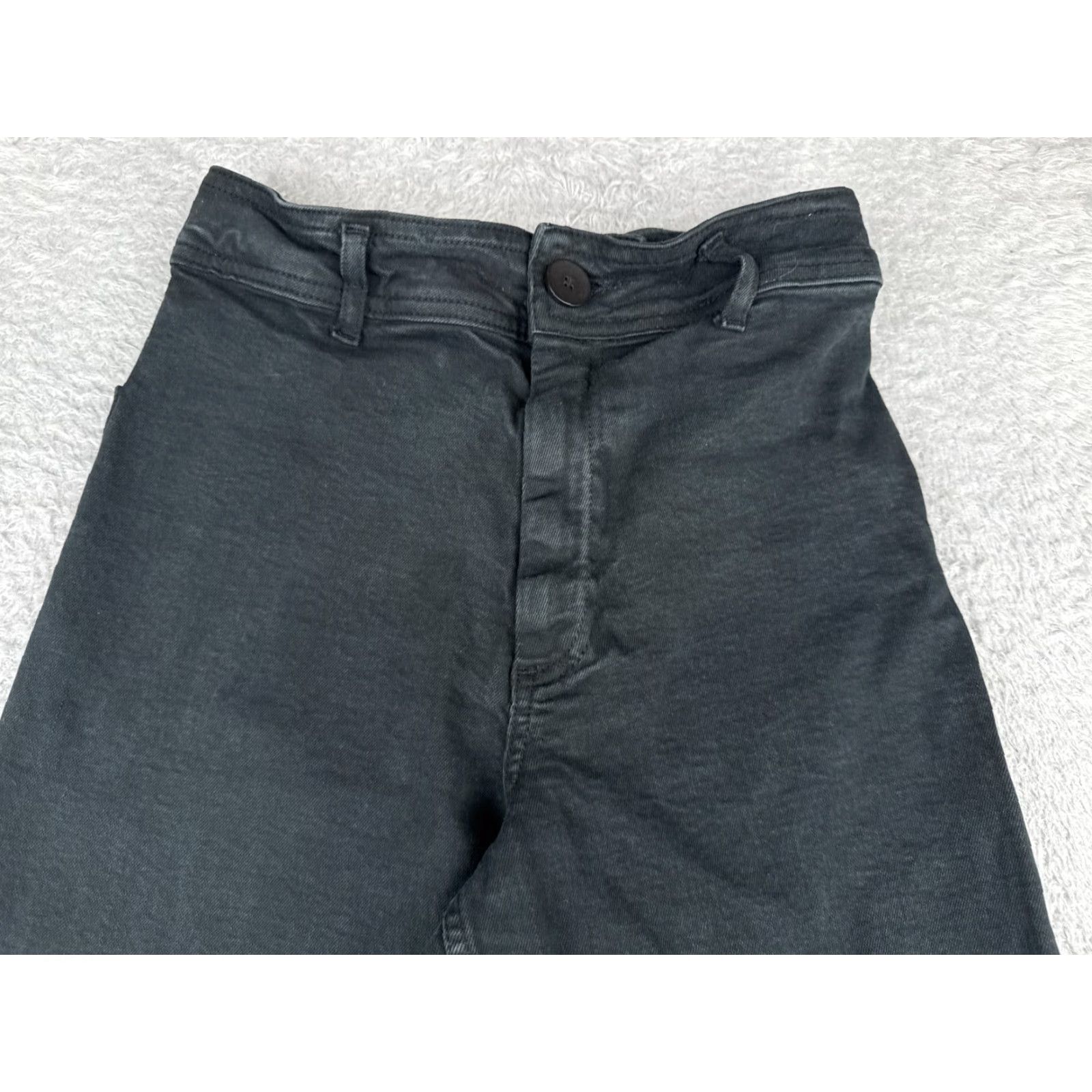 Zara Zara Jeans Women 2 Black Denim Wide Leg High Rise Zip Fly Cotton Blend 24X28 Size 26" / US 2 / IT 38 - 4 Thumbnail