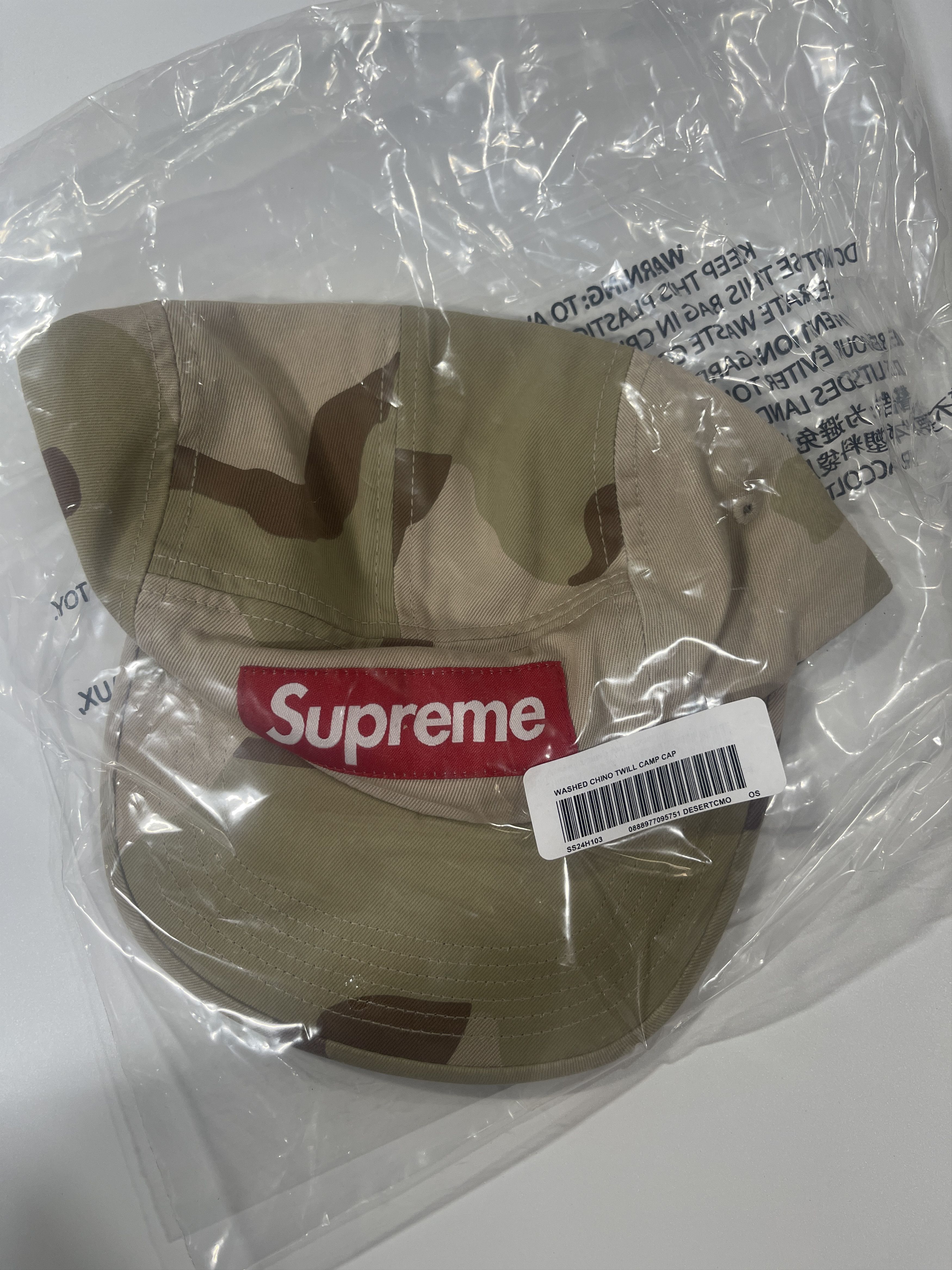 Supreme Washed Chino Twill Camp Cap Camo Sz Adjustable