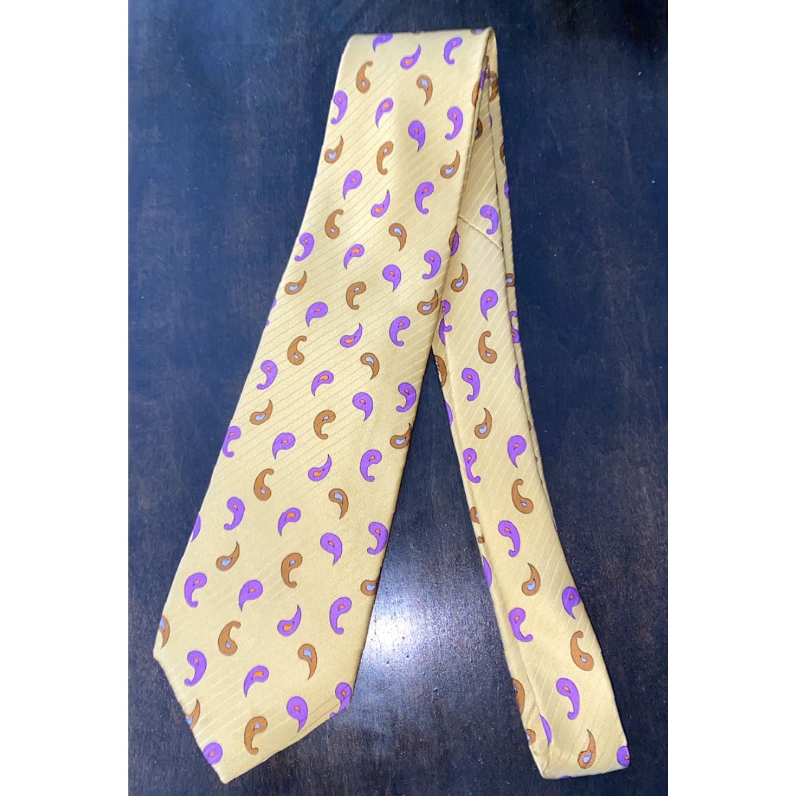Robert Talbott RObert Talbott Tie Geometric Yellow Silk 60 Inches Men Necktie Mens 60" Yellow Silk Geometric Pattern Size ONE SIZE - 3 Thumbnail