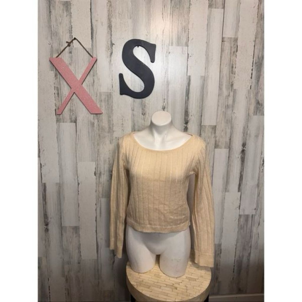Jordan Brand Cream Ribbed Knit Long Sleeve Top XS Soft Sweater Lightweigh Size S / US 4 / IT 40 - 1 Thumbnail