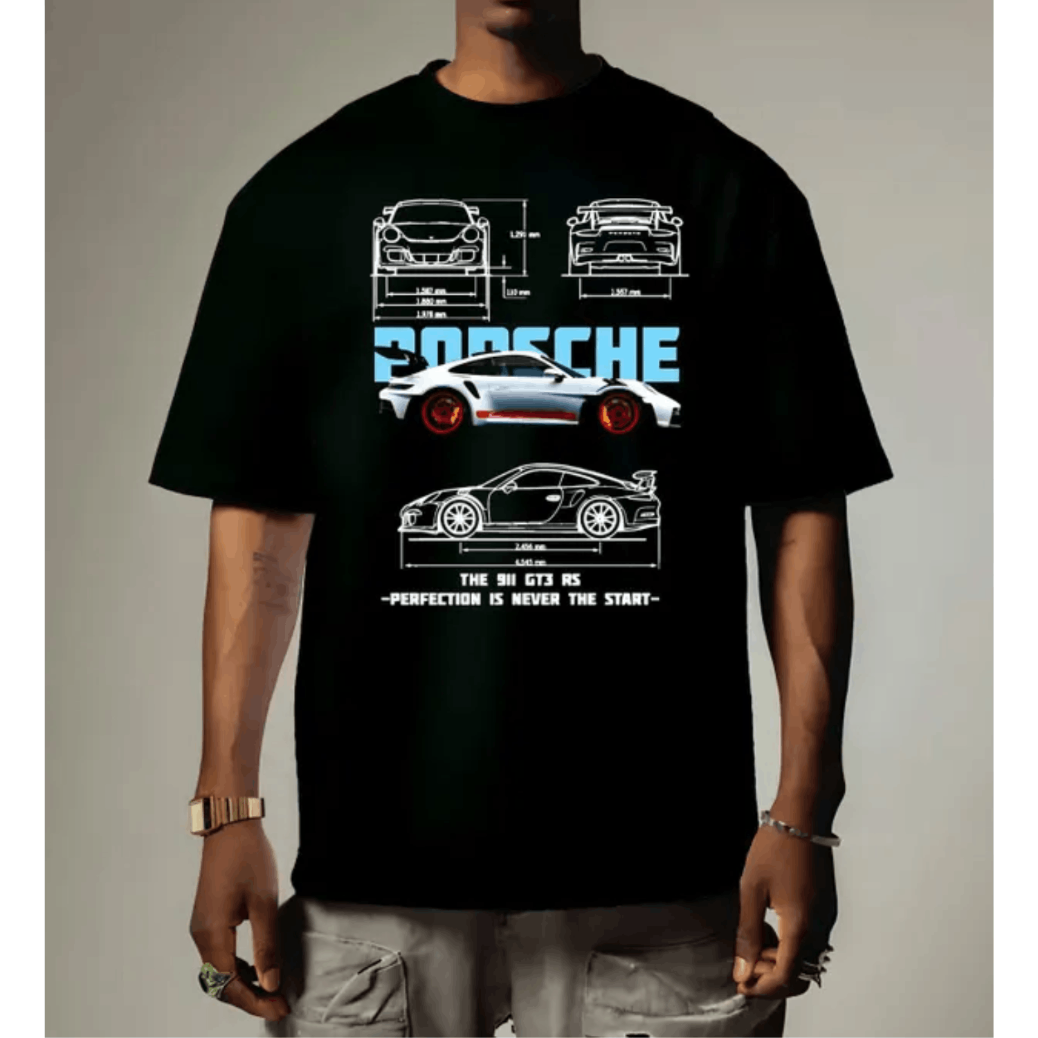 Porsche Design × Vintage Turbo 911 GT3 RS T-Shirt, Vintage 911 Shirt, Car Shirt Size US L / EU 52-54 / 3 - 2 Thumbnail