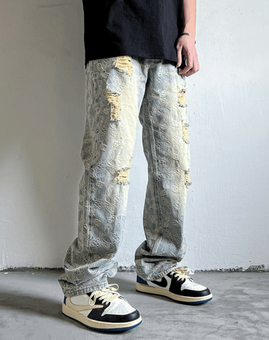 Japanese Brand American men's washed distressed vintage ripped jeans y2k Size US 32 / EU 48 - 2 Thumbnail
