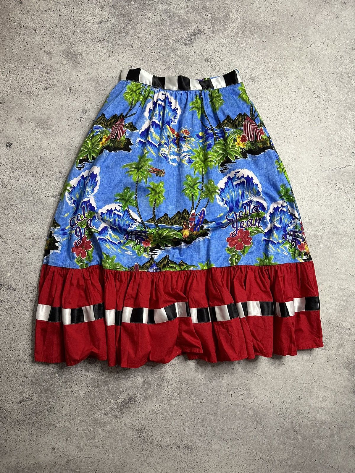 Vintage Stella Jean Gonna Lunga Tropical Print Blue Mid-Length Skirt Size 25" / US 0 / IT 36 - 9 Thumbnail