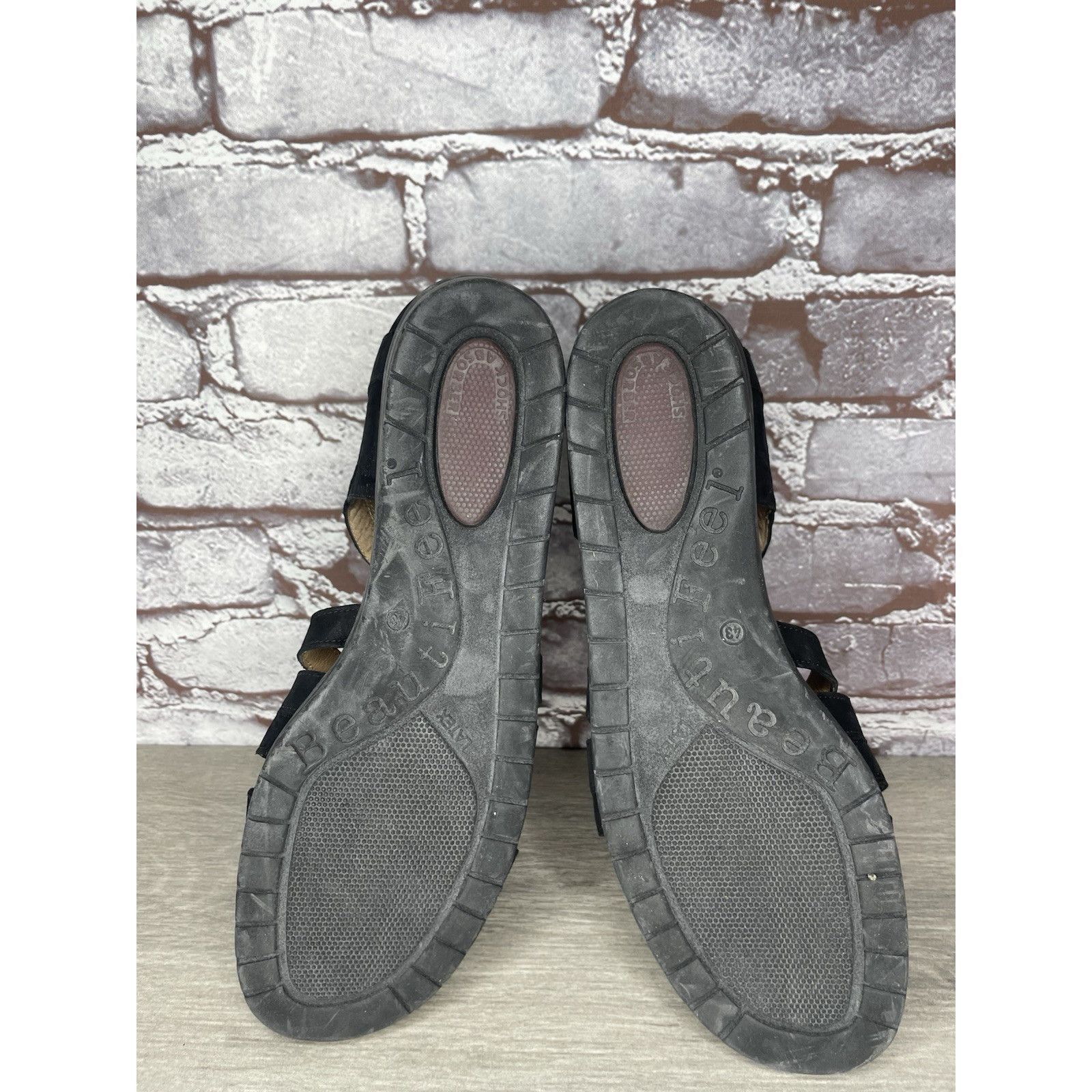 Beautiful Ful BeautiFeel Black Suede Leather Fisherman Strap Wedge Sandals Size US 12 / IT 42 - 22 Thumbnail