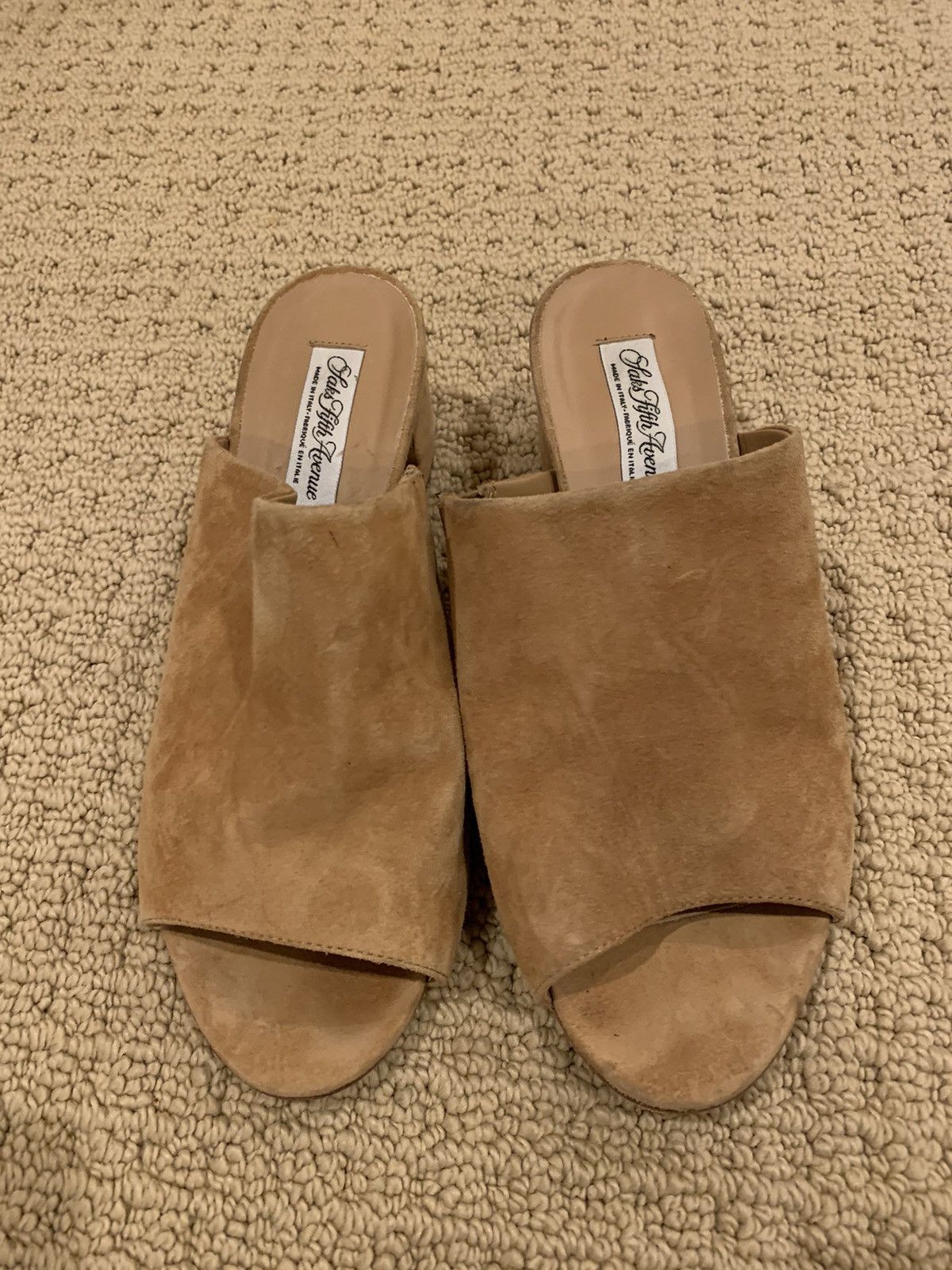 Saks Fifth Avenue Made in Italy Leather Platform Sandals Size 6 Size US 6 / IT 36 - 1 Thumbnail