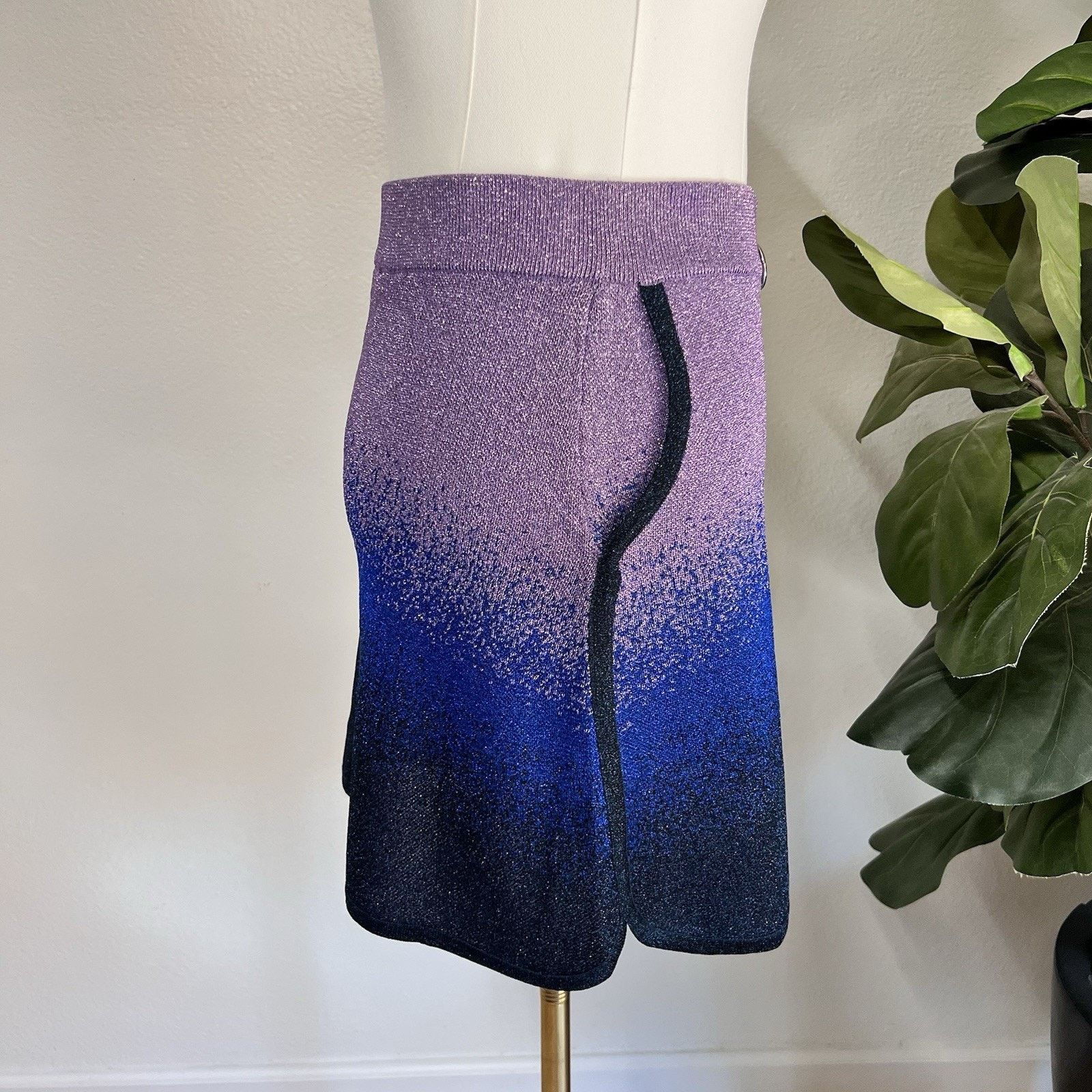 Maje maje Miniskirt Purple Blue Ombré Going Out Metallic Zip Up Size 34" / US 12 / IT 48 - 3 Thumbnail
