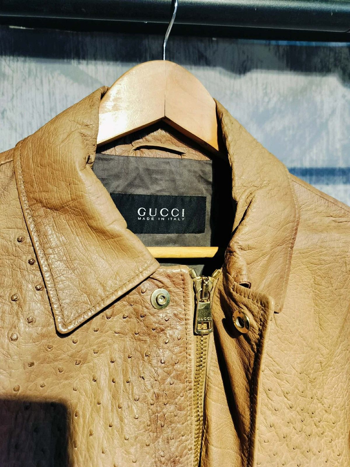 Gucci Gucci Brown Ostrich Leather Jacket Size US S / EU 44-46 / 1 - 3 Thumbnail