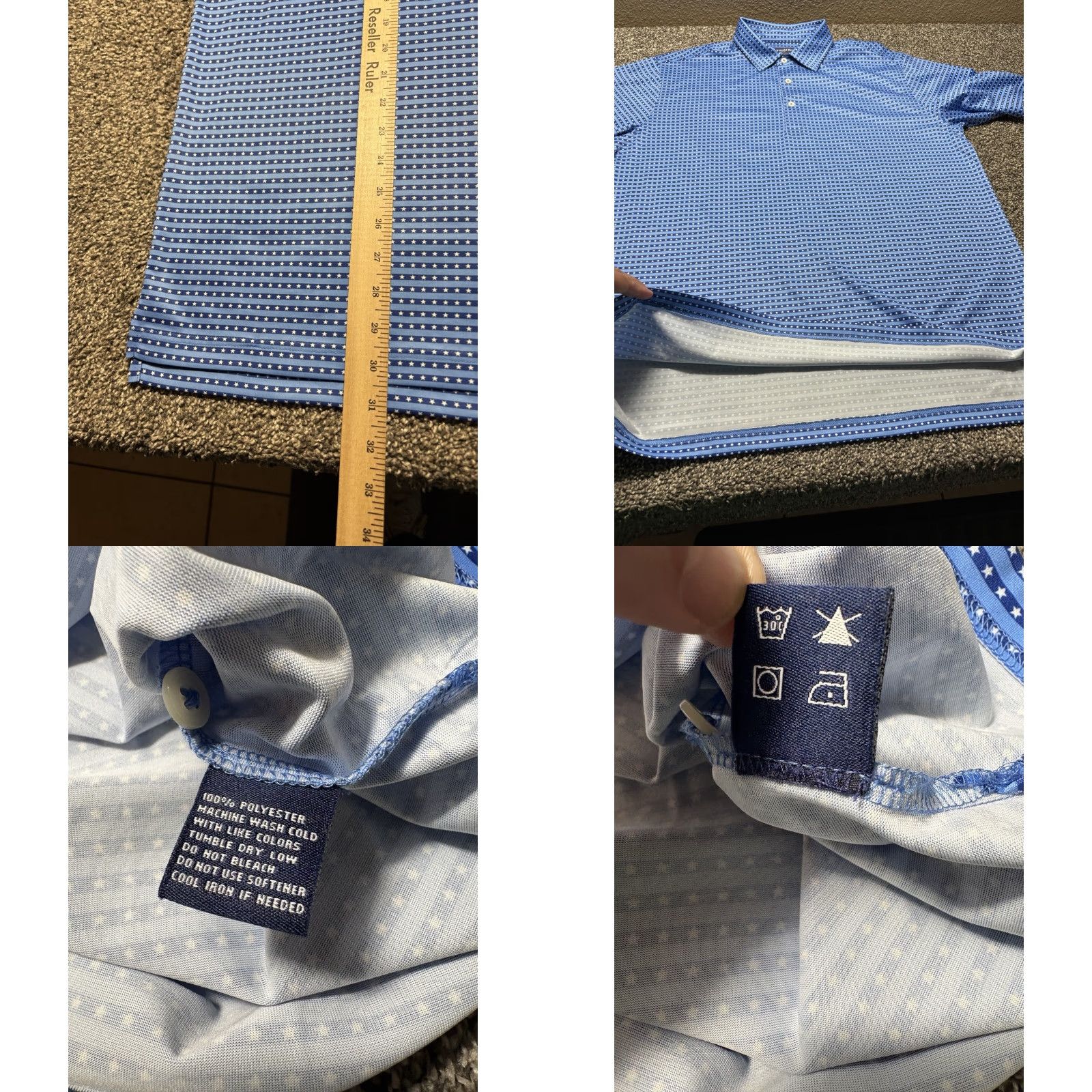 Vintage Donald Ross Polo Men Medium Stars Stripes Golf Shirt USA Blue All Over Print AOP Size US M / EU 48-50 / 2 - 8 Thumbnail