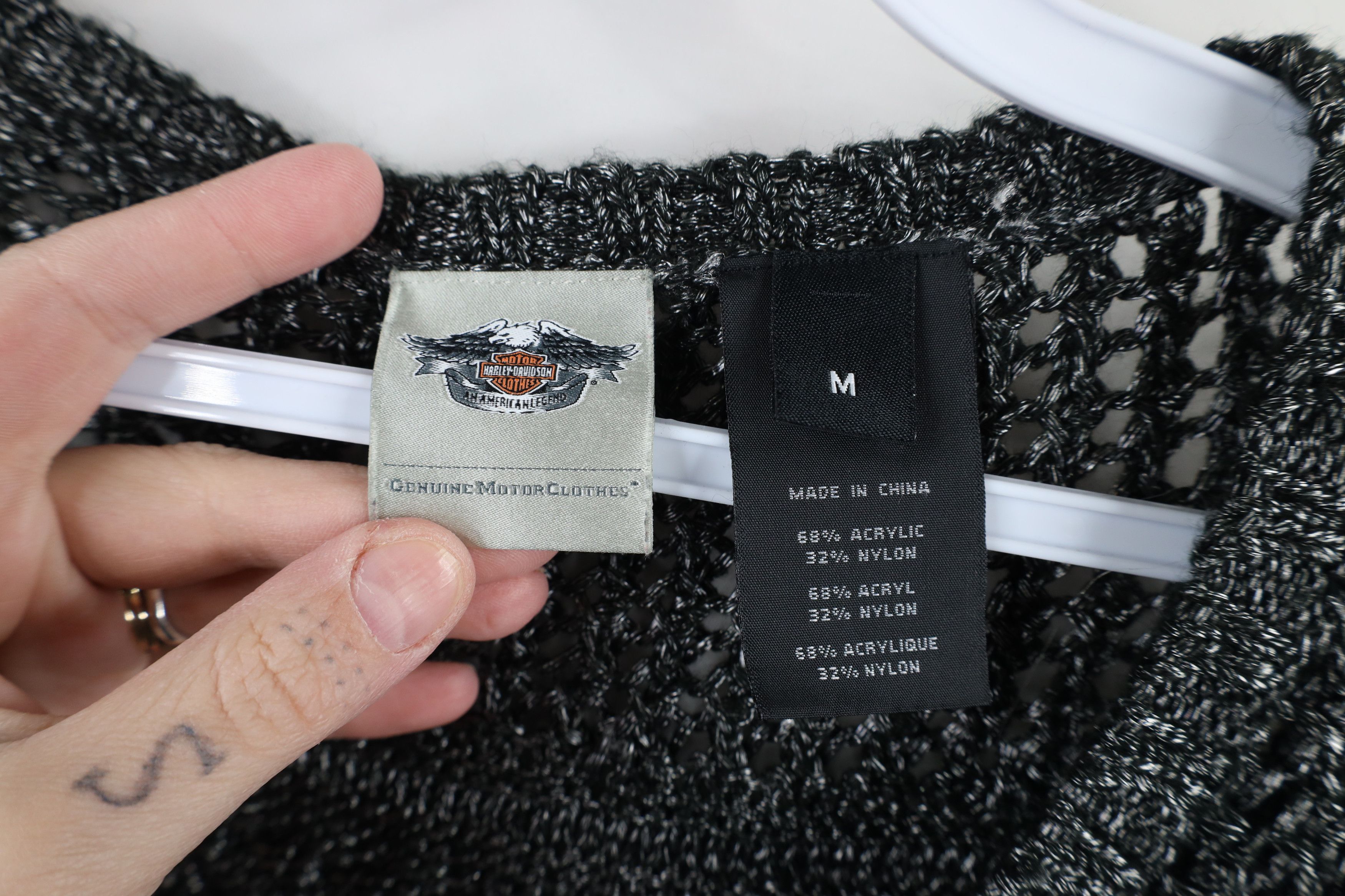 Harley Davidson × Vintage Vintage Y2K Harley Davidson Crochet Knit Sweater Silver Size M / US 6-8 / IT 42-44 - 5 Thumbnail