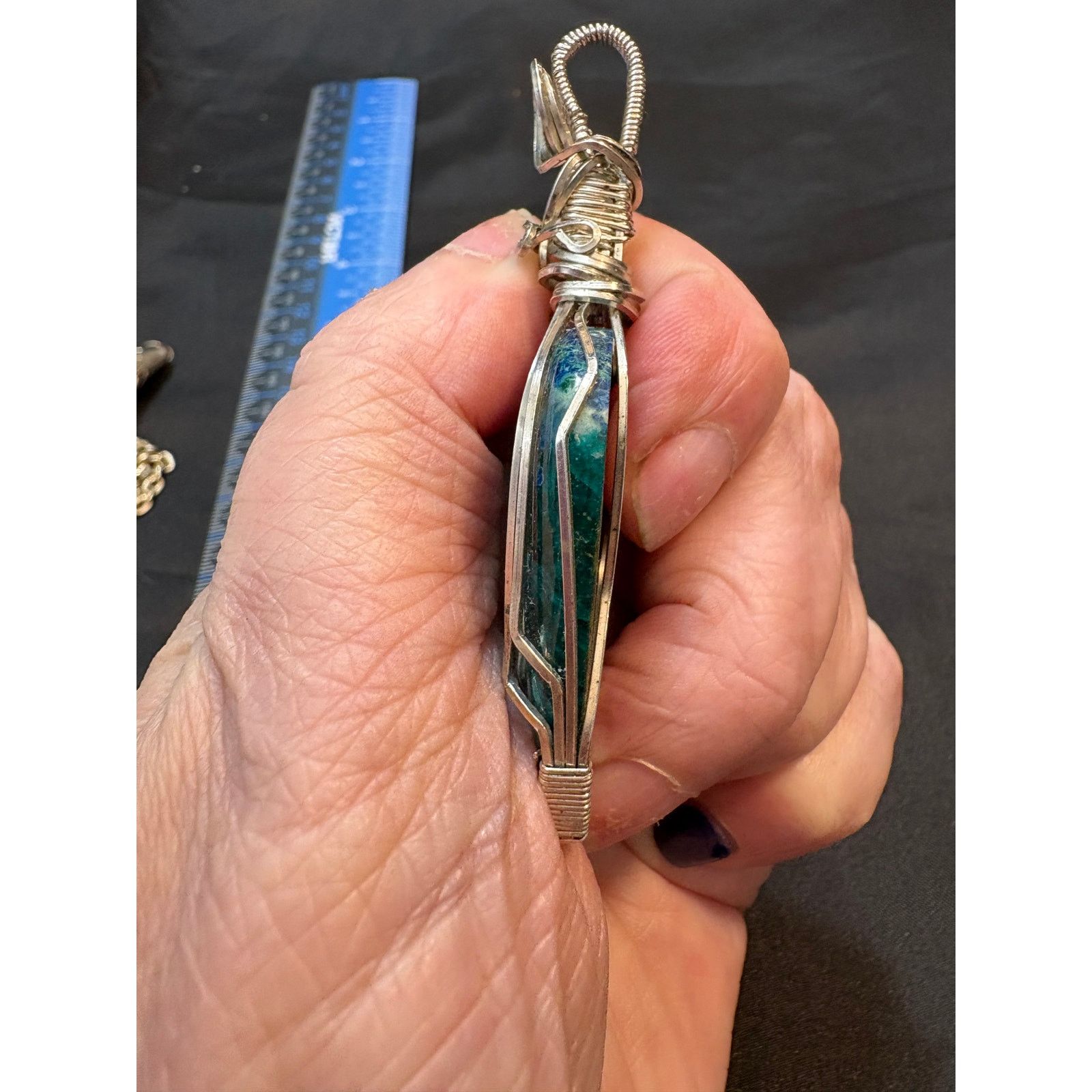 Other Large Sterling Silver Chrysocolla & Azurite Pendant Size ONE SIZE - 5 Thumbnail