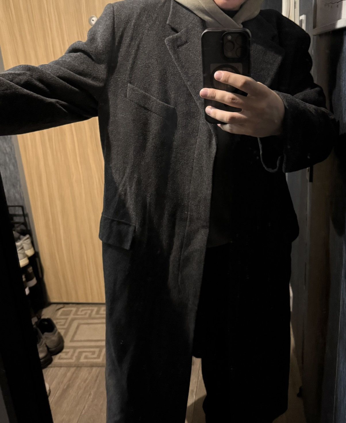 Yves Saint Laurent Grey Wool YSL Coat Heavy Soft Long Size US L / EU 52-54 / 3 - 23 Thumbnail