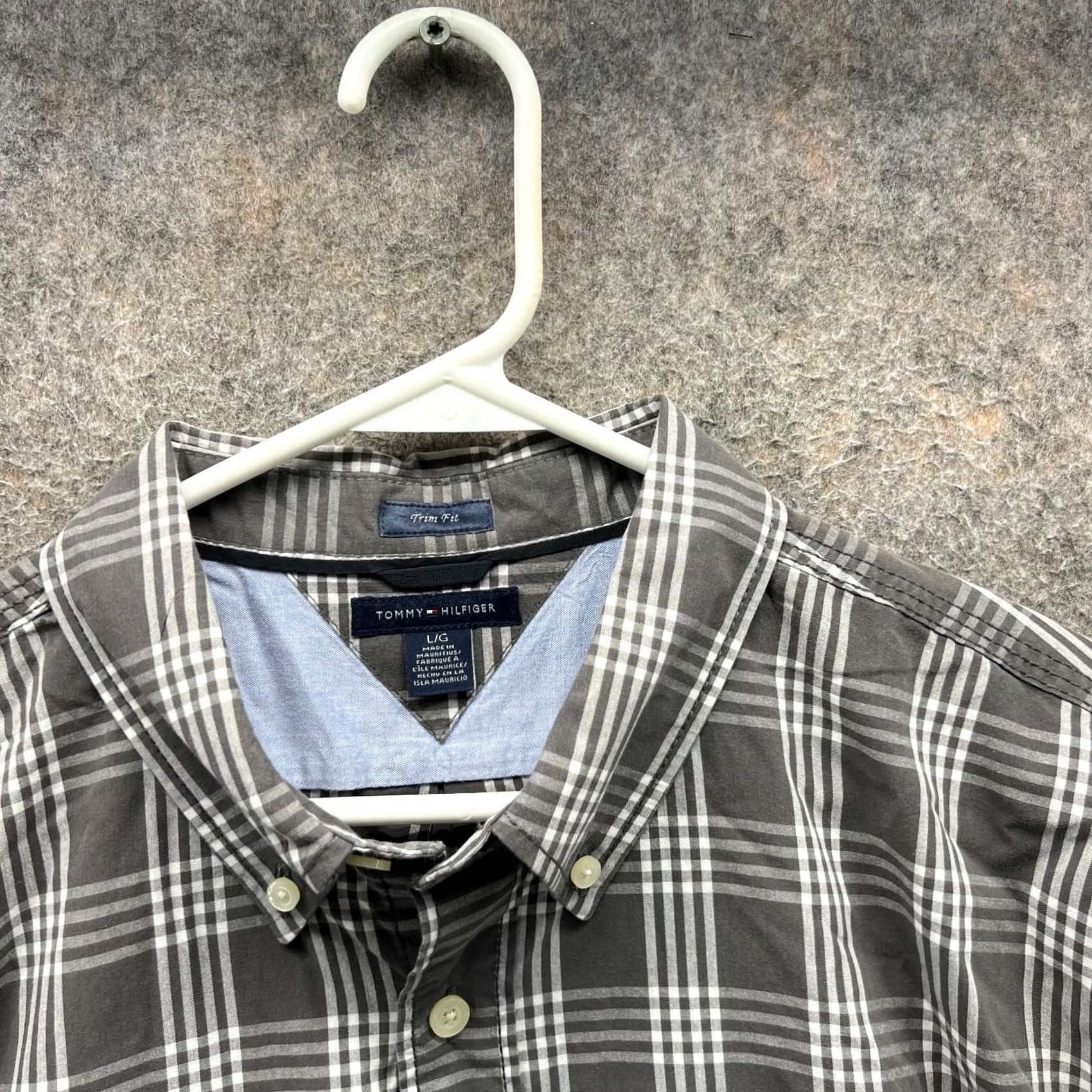 Tommy Hilfiger Tommy Hilfiger Shirt Mens Large Button-Up Glen Check Cotton Trim Fit Dress Plaid Size 42R - 6 Thumbnail
