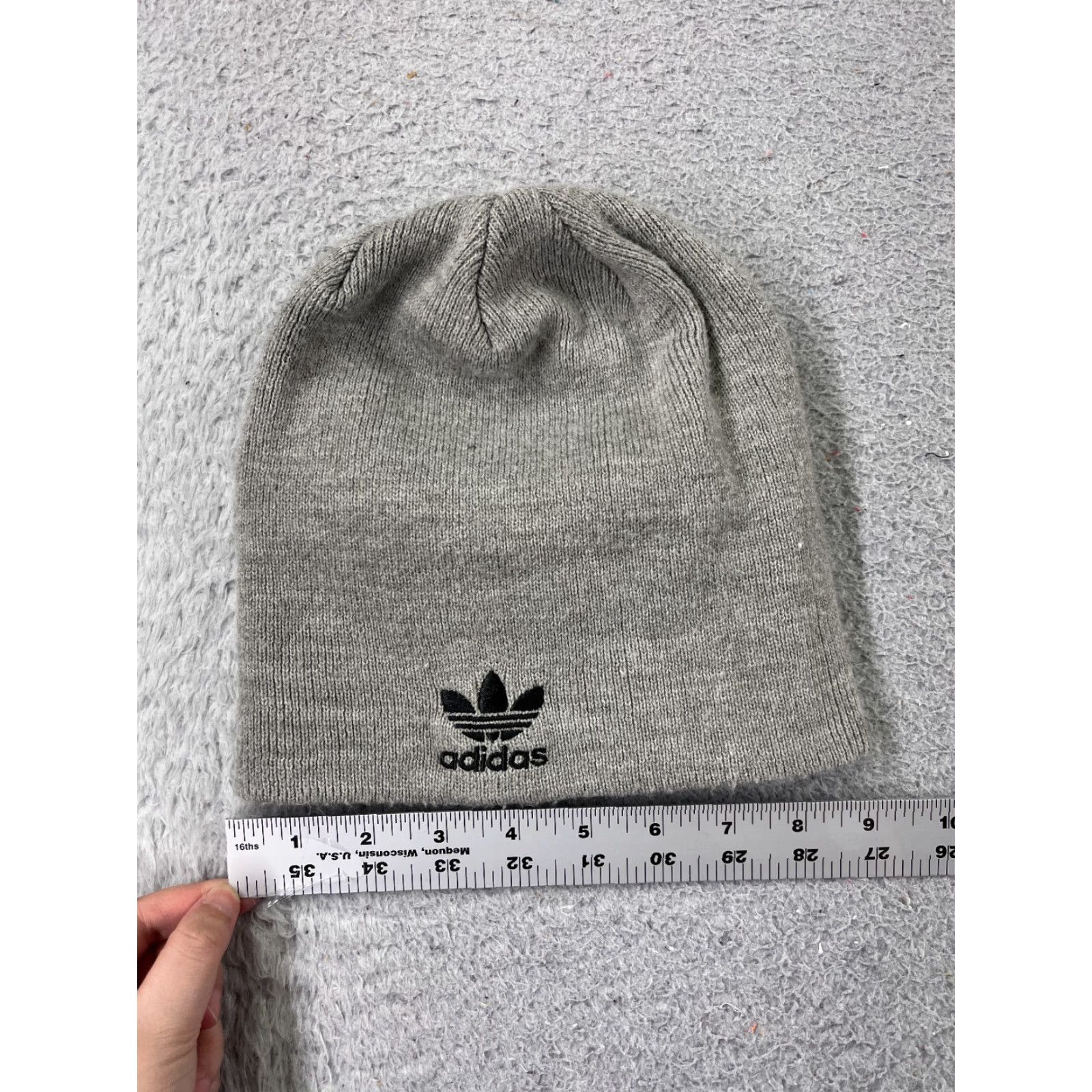 Adidas Adidas Beanie Toque Adult One Size Gray Striped Knit Acrylic Blend Ski Size ONE SIZE - 2 Thumbnail