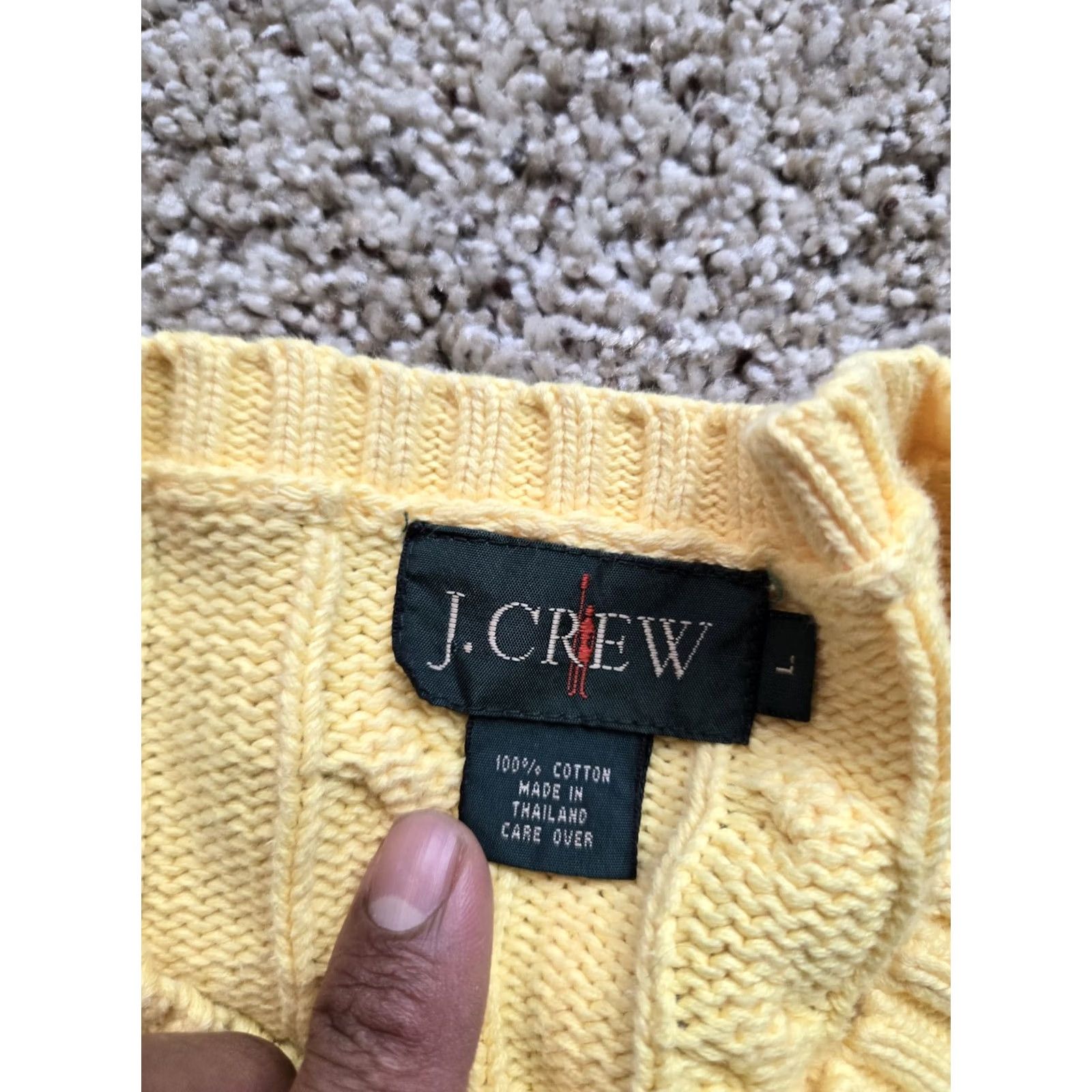 J.Crew Vintage J.Crew Oarsman Cable Knit Sweater Large Men Yellow Long Sleeve Crew Neck Size US L / EU 52-54 / 3 - 5 Thumbnail