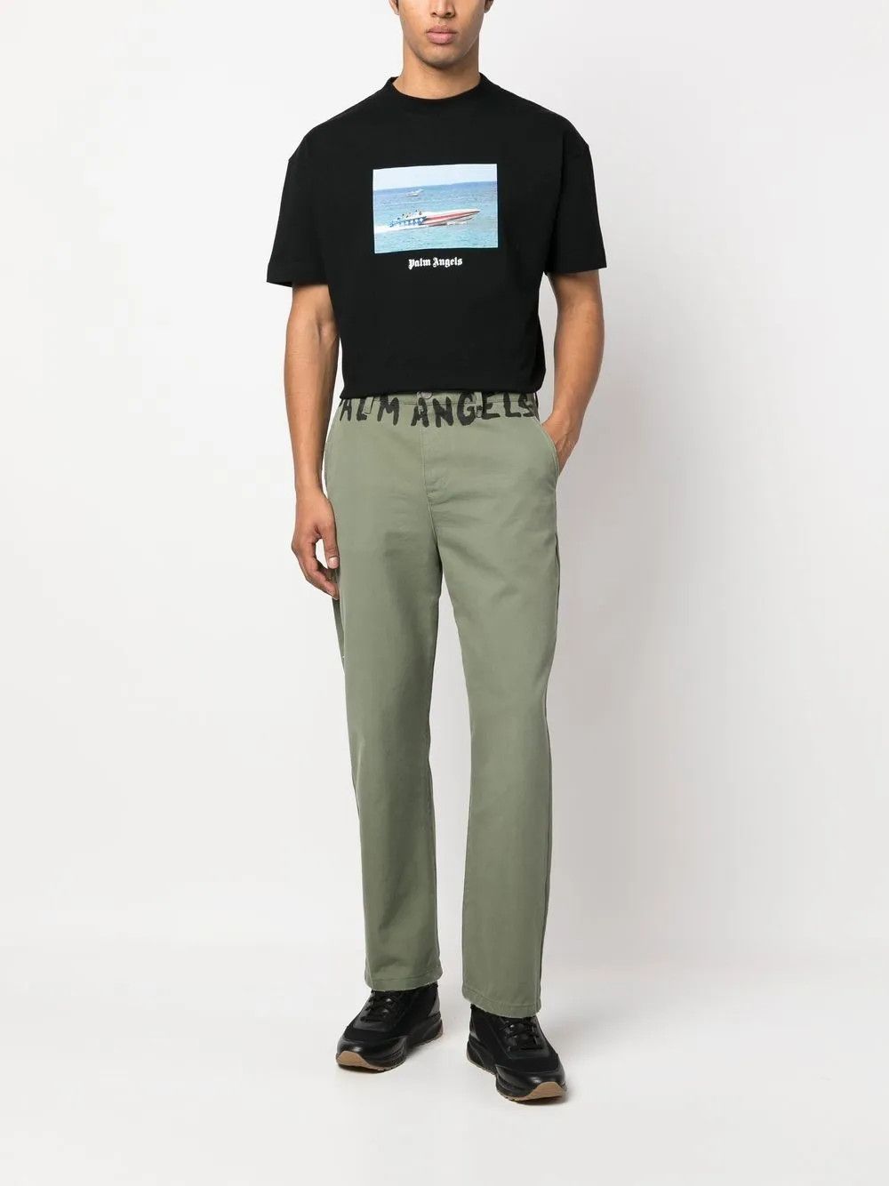 Palm Angels o1y0325 Logo Crewneck T-Shirt in Black Size US XS / EU 42 / 0 - 5 Thumbnail