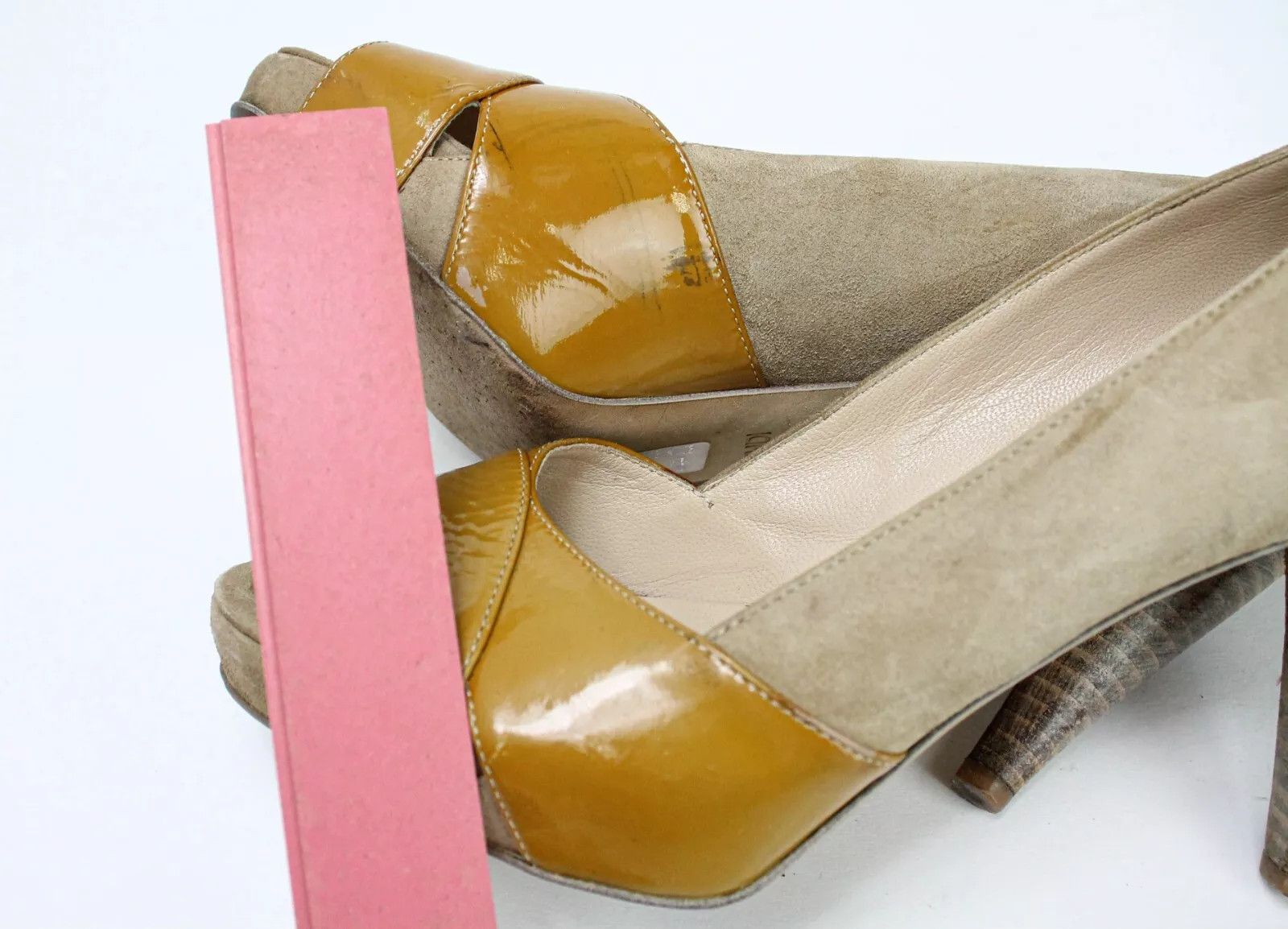 Fendi FENDI Women's EU 38 Peep Toe Patent & Suede Leather Heel Size US 8 / IT 38 - 12 Thumbnail