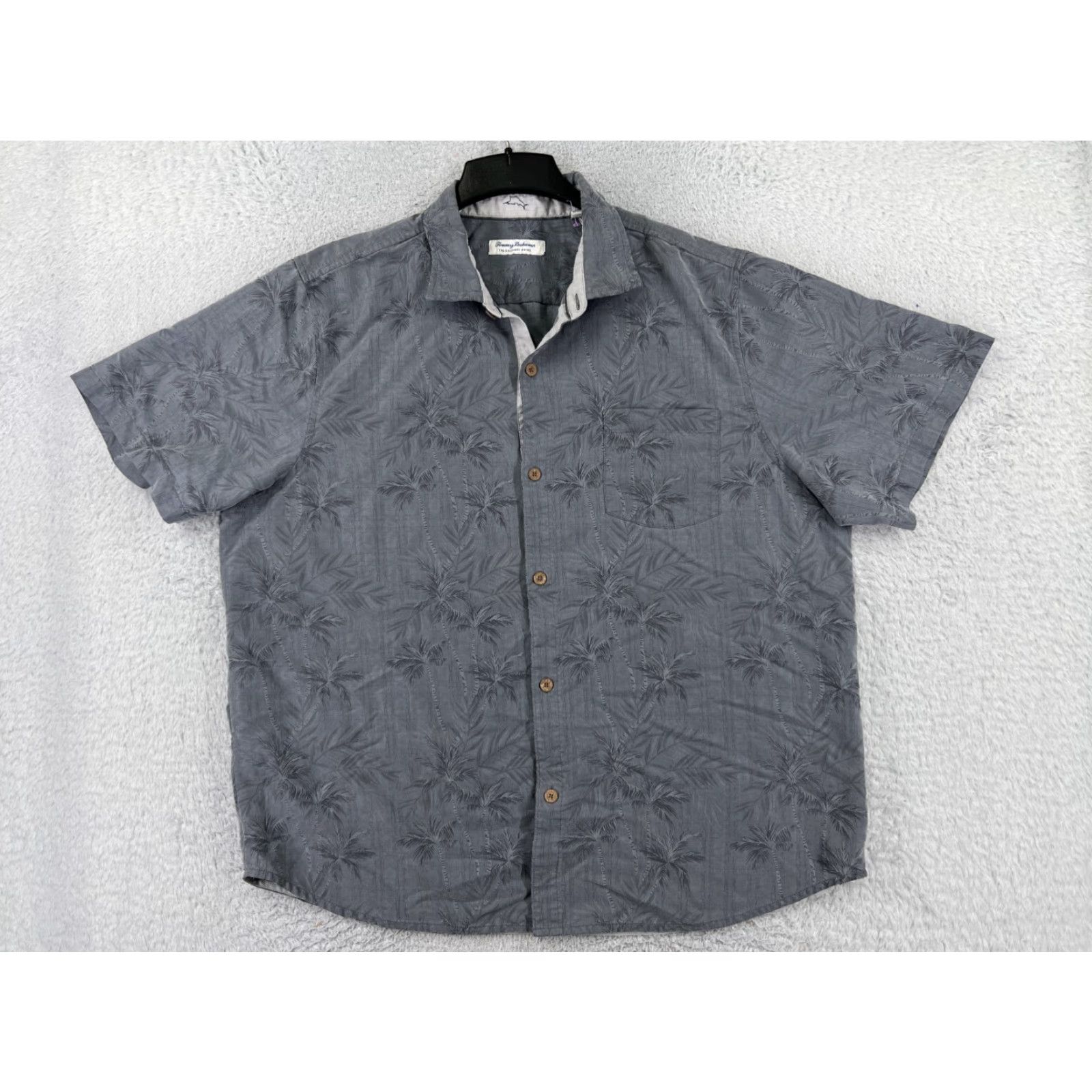 Tommy Bahama Tommy Bahama Shirt Men 2XL Gray Button-Up Hawaiian Palm The Coconut Point Tencel Blend Size US XXL / EU 58 / 5 - 2 Thumbnail