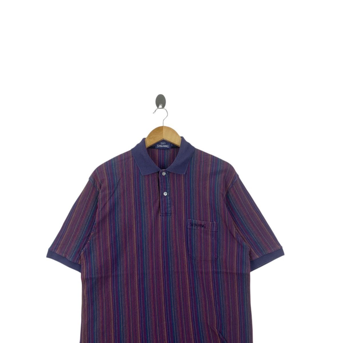 Spalding Vintage SPALDING USA Sportswear Striped Polo Tee Shirt Size US M / EU 48-50 / 2 - 2 Thumbnail