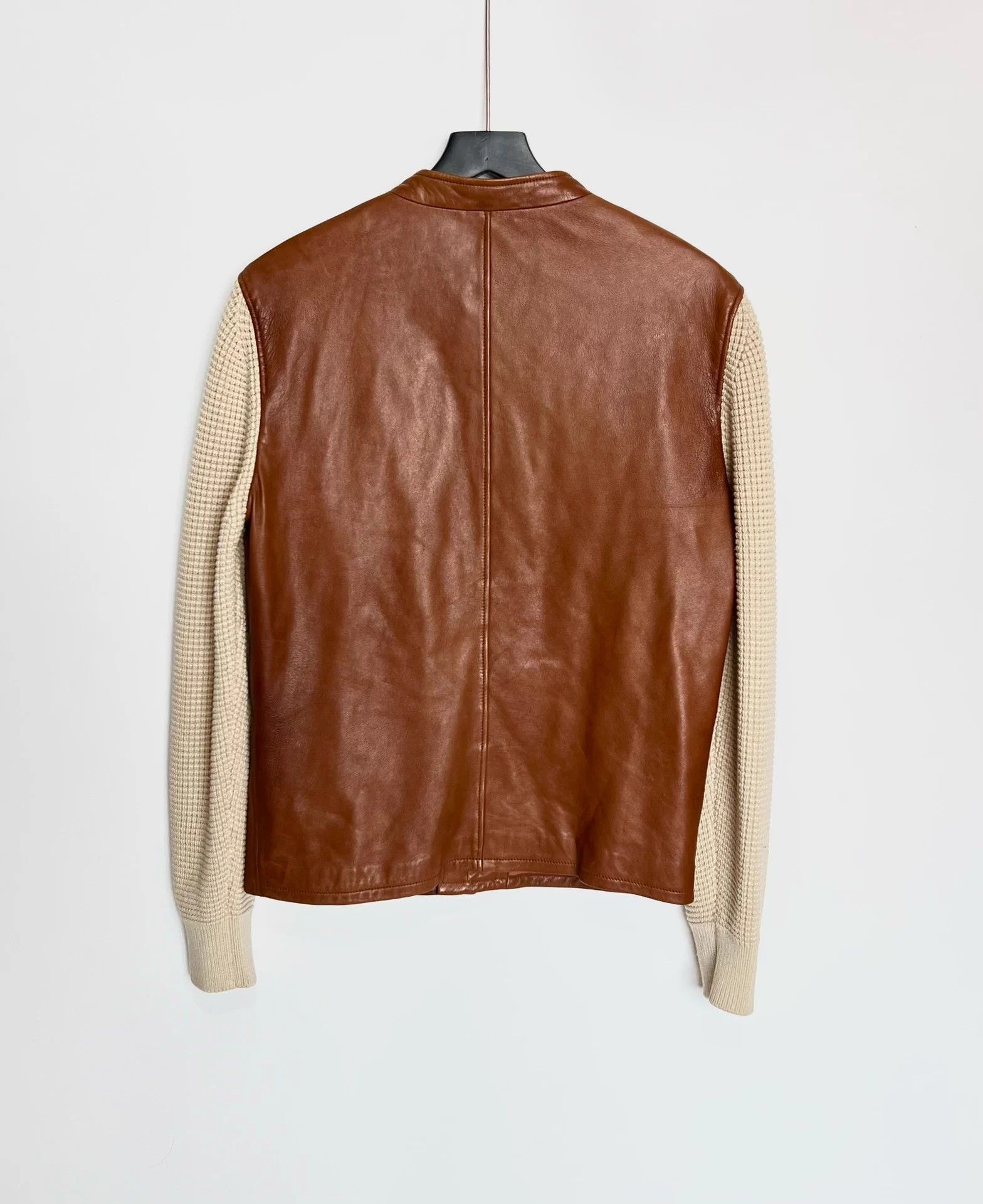 Gucci Gucci Brown Leather Knit Sleeve Jacket 48 Size US M / EU 48-50 / 2 - 3 Thumbnail