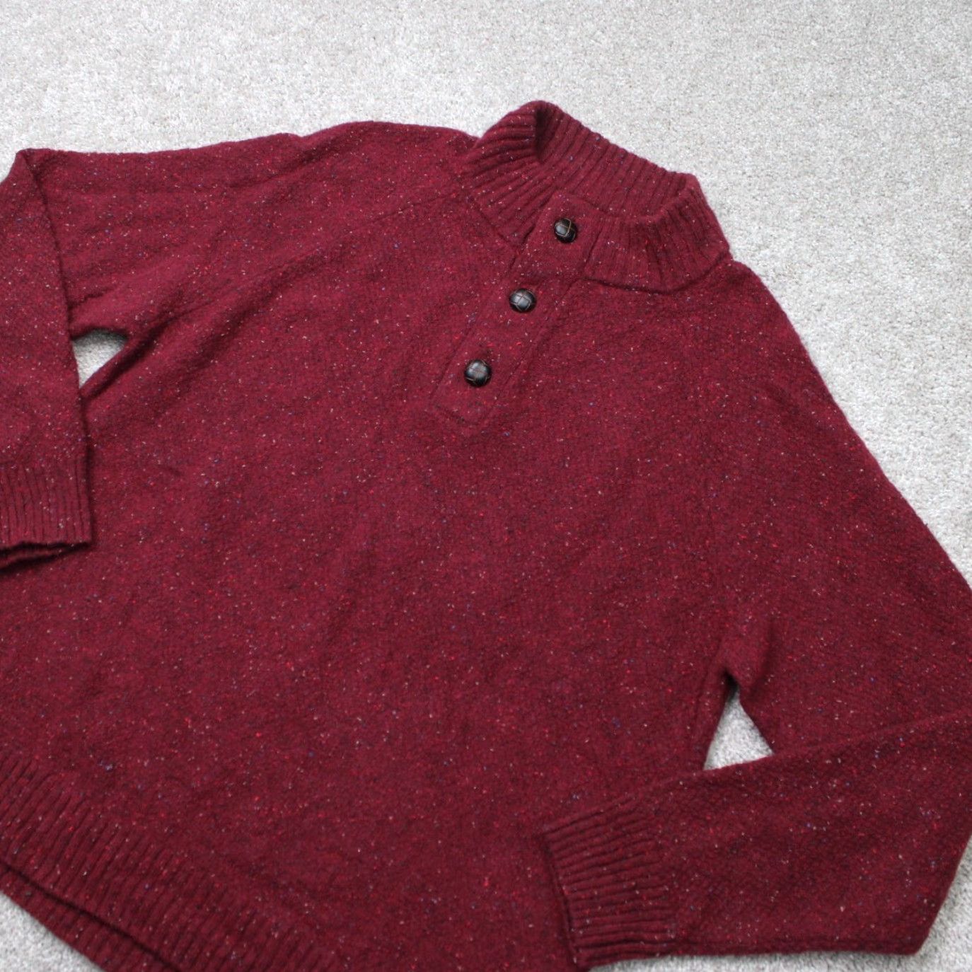 UNTUCKit UNTUCKIT Sweater Mens XL Red Lambswool/Nylon Mock Neck Pullover Henley Mock Neck Size US XL / EU 56 / 4 - 2 Thumbnail
