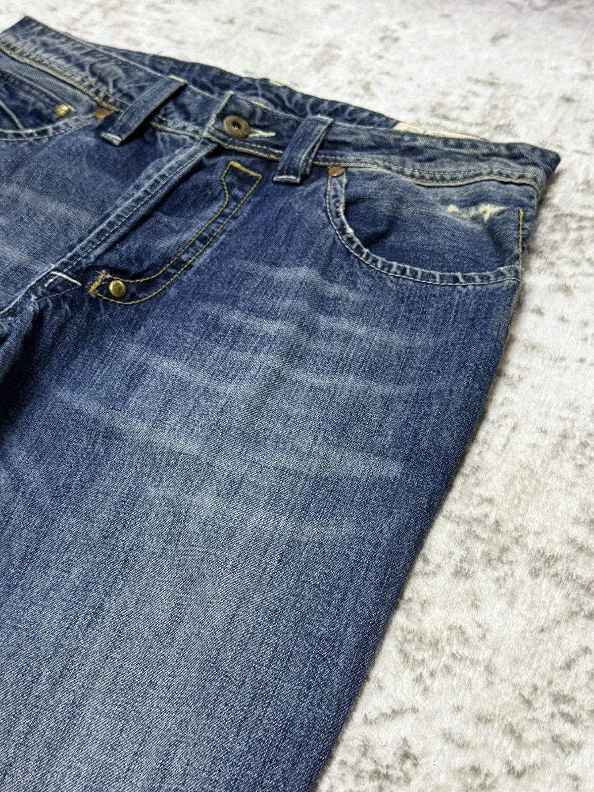 Vintage Y2k Diesel Shazor Distressed Fade Wash Flare Jeans