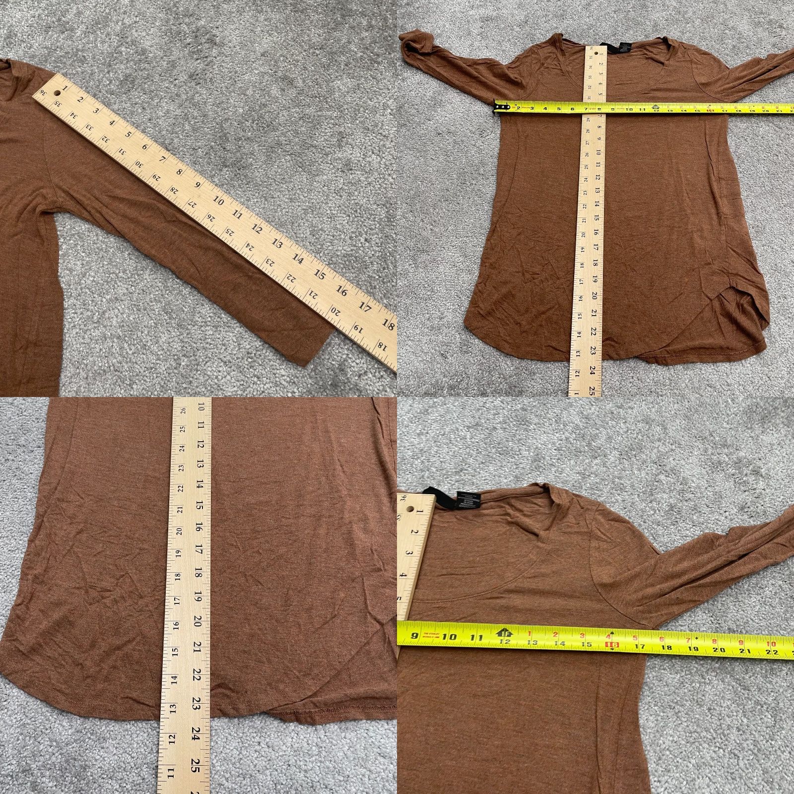 Vintage Tahari Blouse Womens XS Brown Long Sleeve Round Neck Knit Tunic Top Casual Stretch Logo Metal? (Note: unsure) Size XS / US 0-2 / IT 36-38 - 8 Thumbnail