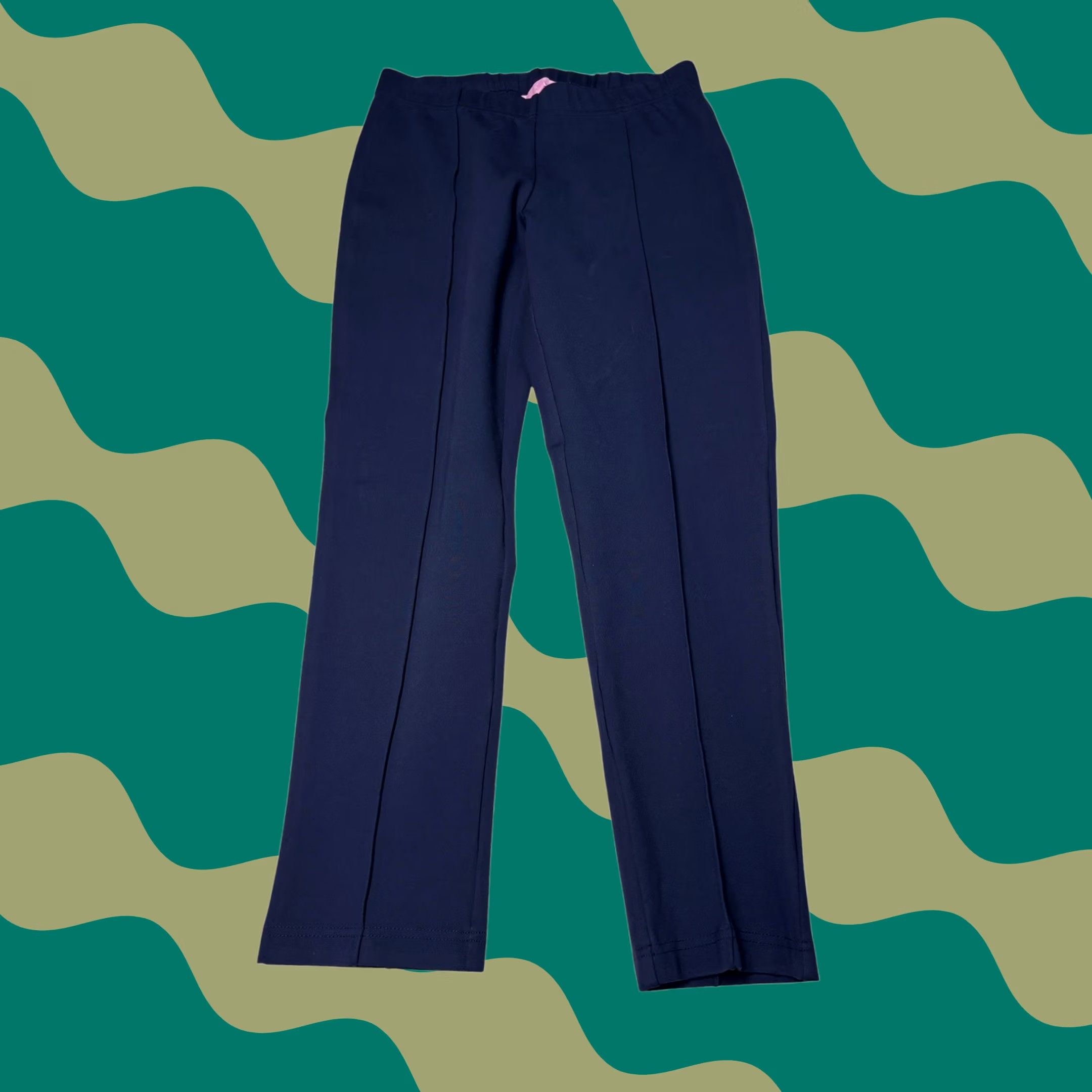 Lilly Pulitzer Lilly Pulitzer Blue Navy Knit Pants Flat Front Stretch Belted Elastic Waist Classic Fit L Women’s 32W 27Inseam Style 42447 Size 36" / US 14 / IT 50 - 1 Thumbnail
