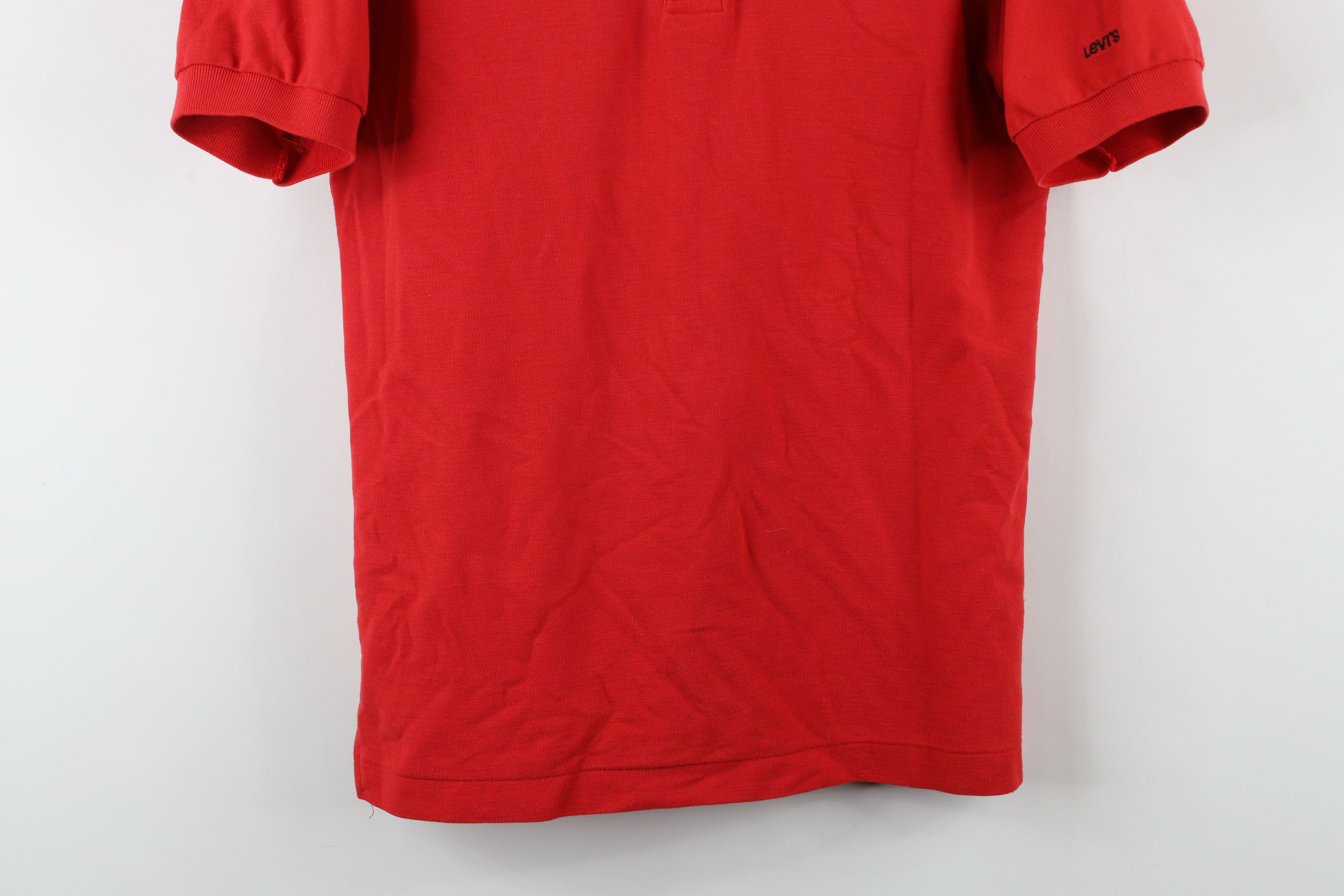 Levi's × Vintage Vintage 80s Levis Spell Out Knit Short Sleeve Polo Shirt Red Size US M / EU 48-50 / 2 - 3 Thumbnail