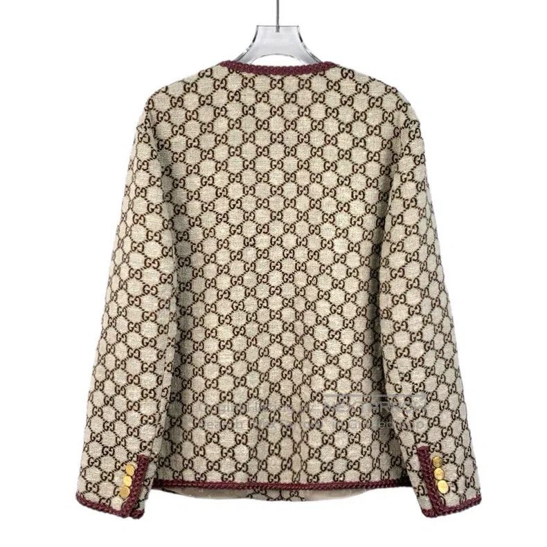 Gucci Gucci 23 beige logo jacquard full-print cotton V-neck long Size M / US 6-8 / IT 42-44 - 2 Thumbnail