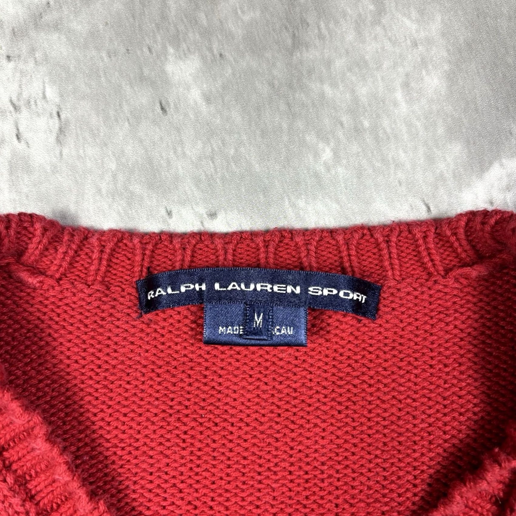 Ralph Lauren VINTAGE Ralph Lauren Sport Sweater Womens Size M Red Pullover Knit Crew Neck 90s Preppy Logo Raglan Sleeve Cable Pattern Ready to Ship Size M / US 6-8 / IT 42-44 - 5 Thumbnail