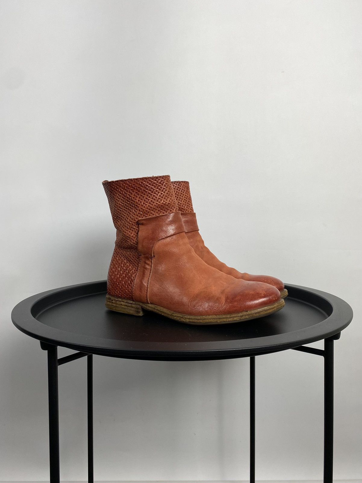 A.S.98 × If Six Was Nine × KMRii A.S.98 Biker Zip Boots Leather Y2K Red Shoes Size US 9 / IT 39 - 2 Thumbnail